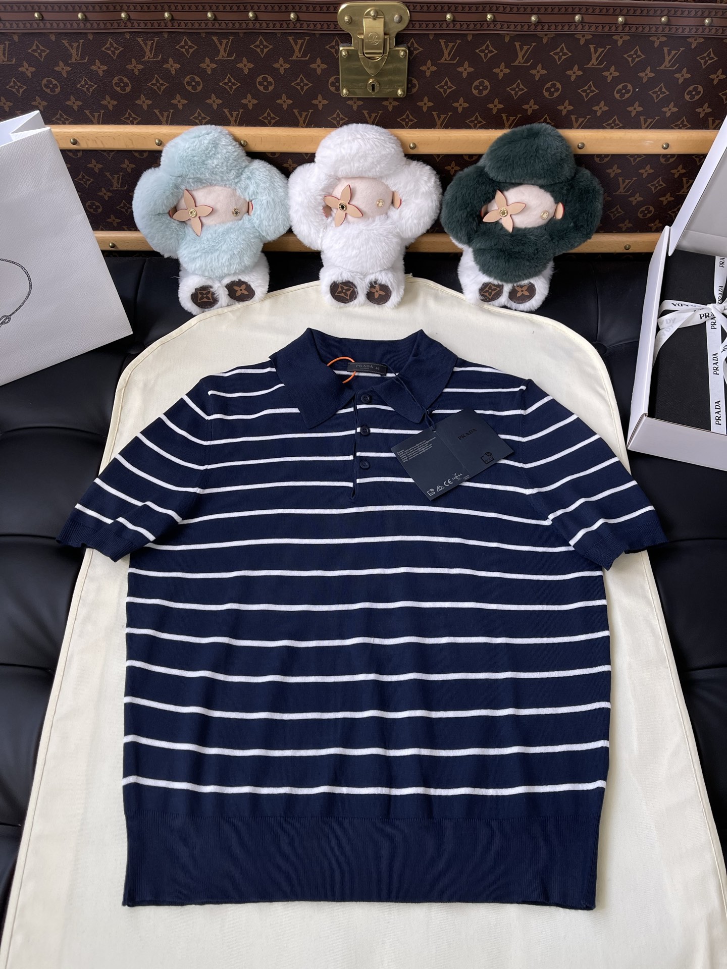 Fine-Stripe Short-Sleeve Polo — product photograph
