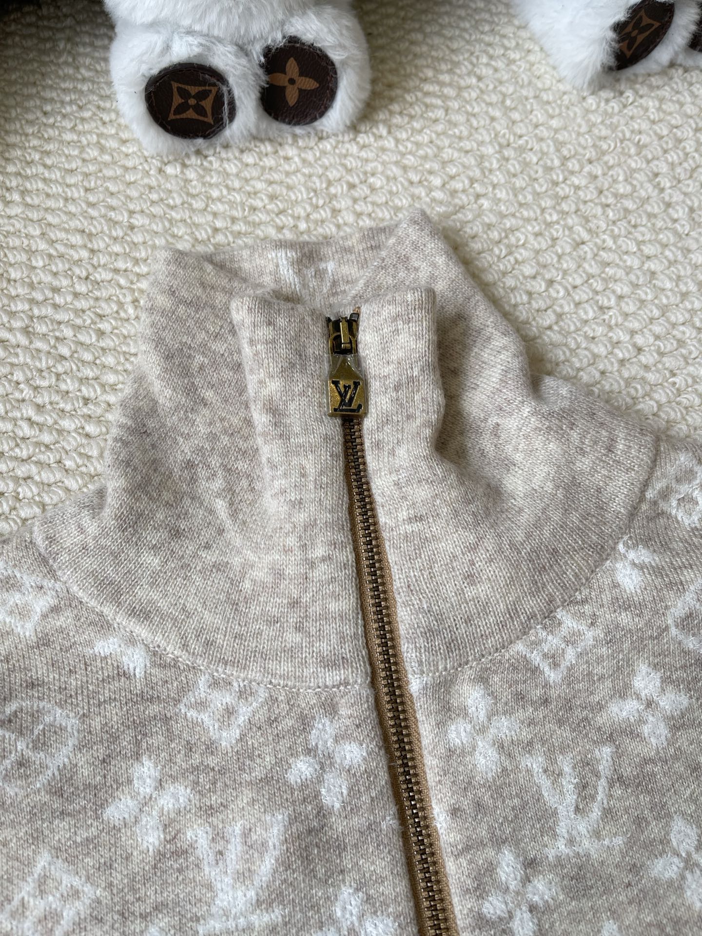 Monogram-Yoke Half-Zip Sweater — product photograph
