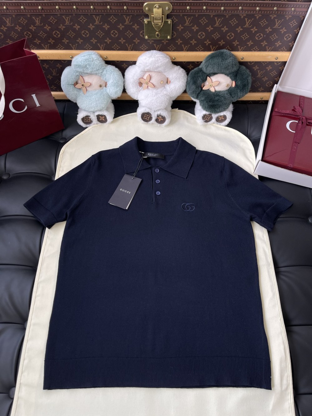 Tonal Double-G Knit Polo — product photograph