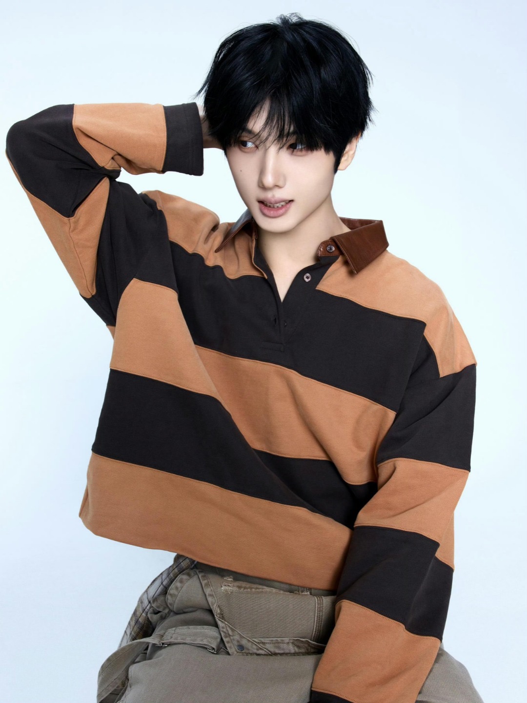 Wide-Stripe Knit Polo — product photograph
