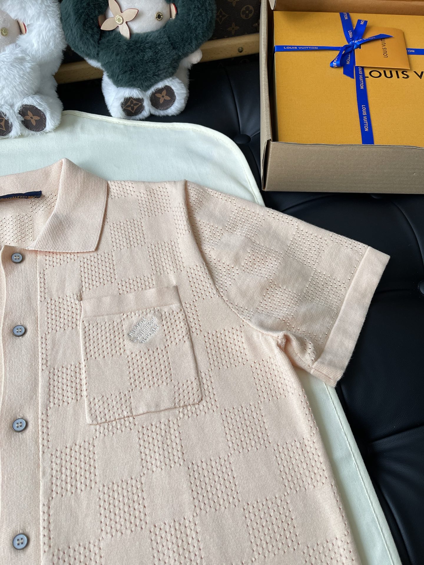 Openwork Button-Front Knit Shirt — product photograph