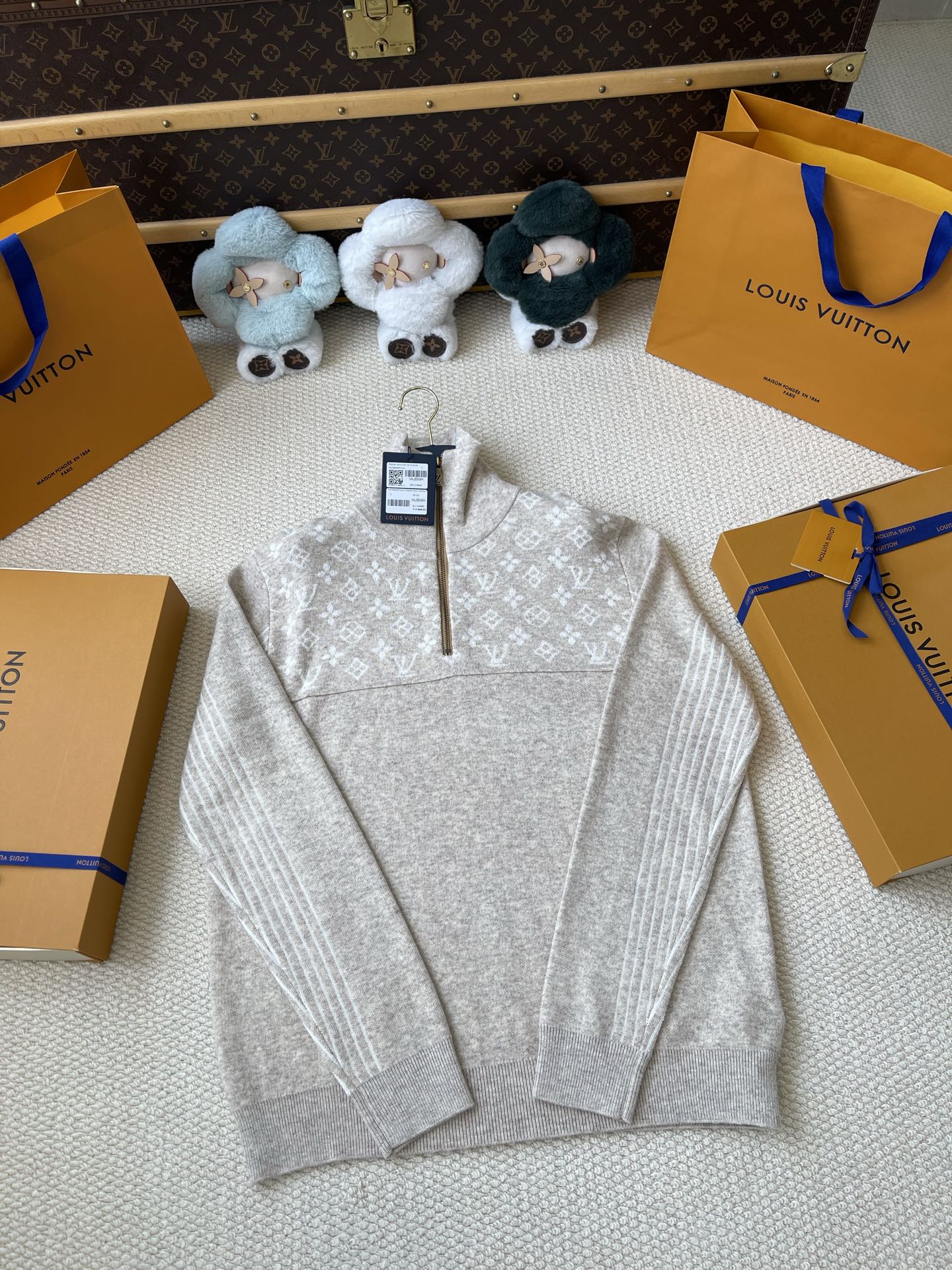 Monogram-Yoke Half-Zip Sweater — product photograph