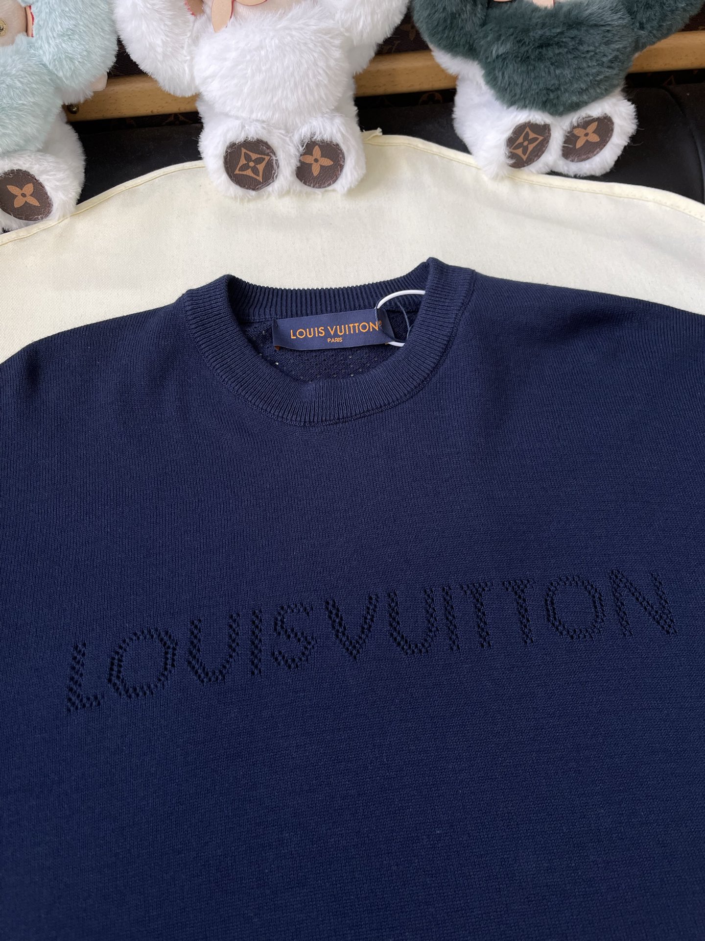 Tonal Wordmark Short-Sleeve Knit Top — product photograph
