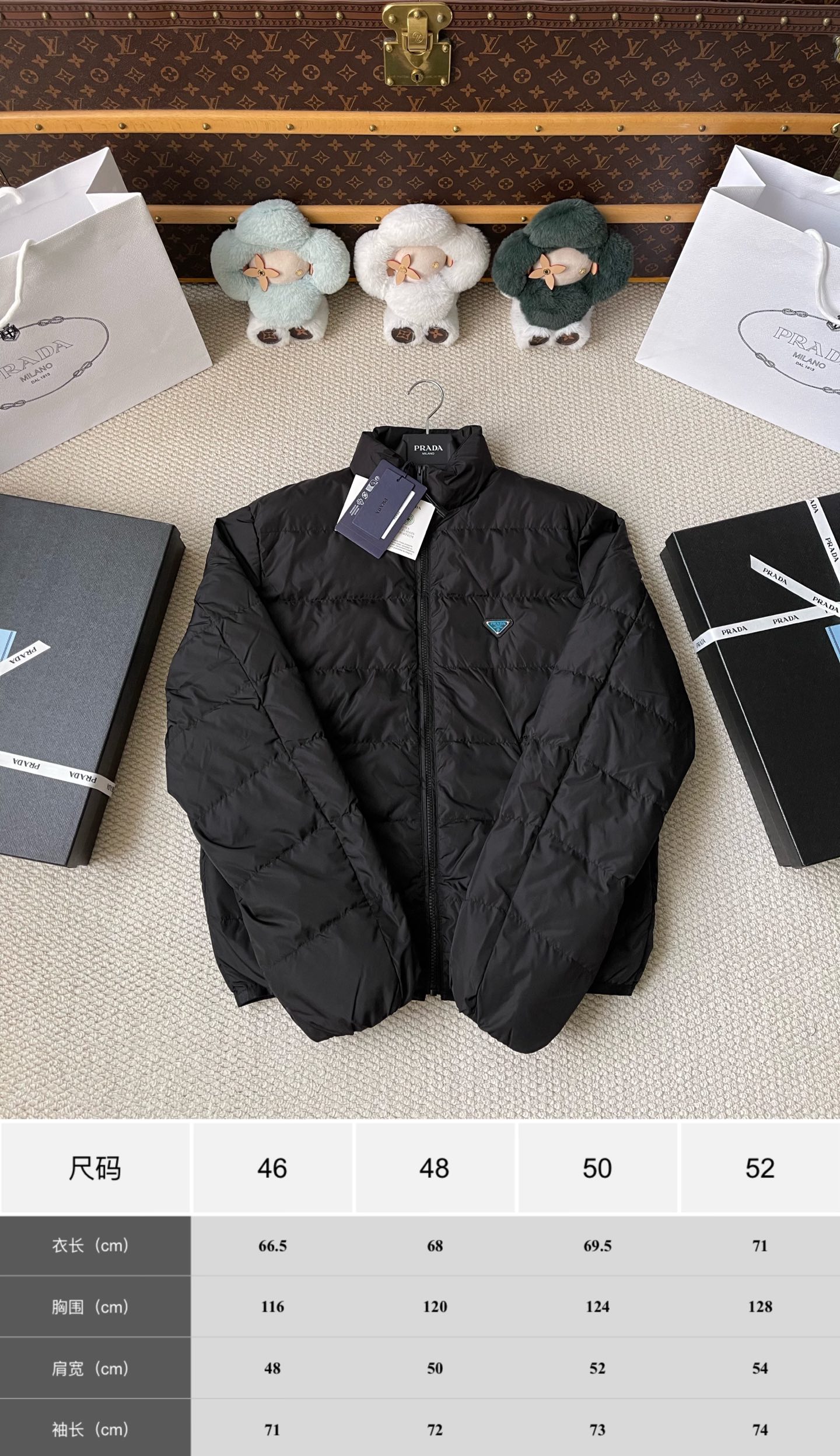 Triangle-Badge Zip-Pocket Puffer — product photograph