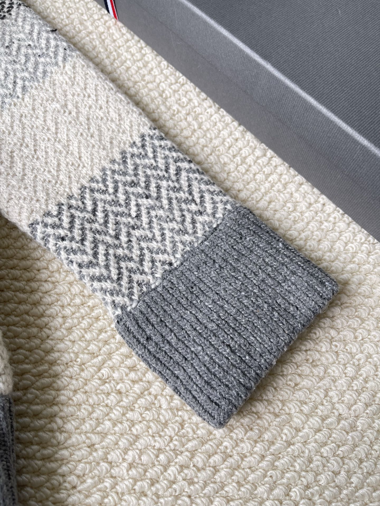Striped Herringbone Zip Cardigan — product photograph