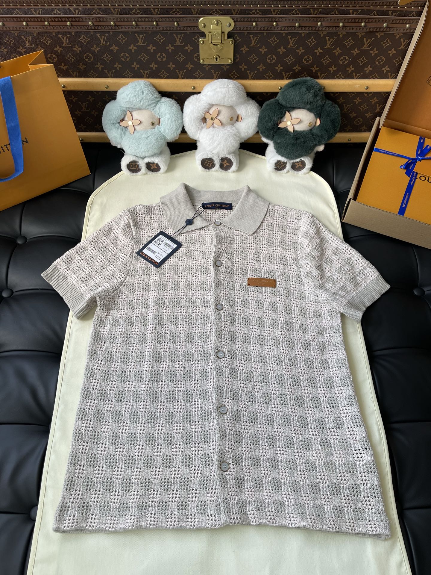 Openwork Check Short-Sleeve Polo — product photograph