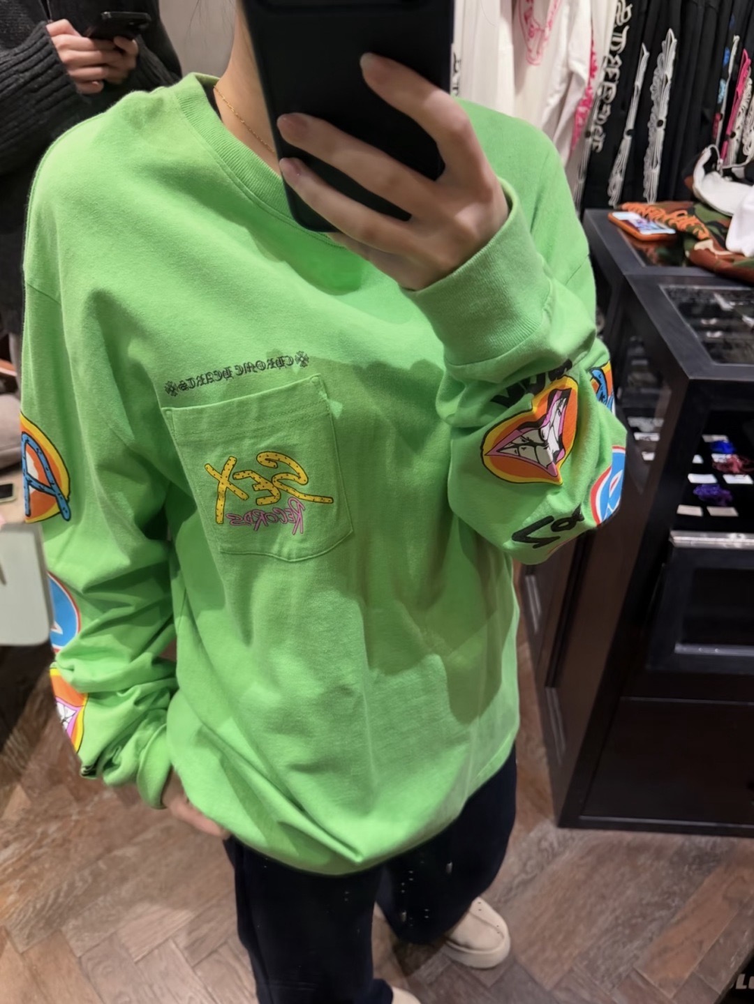 Multicolor Sleeve-Graphic Long-Sleeve T-Shirt — product photograph
