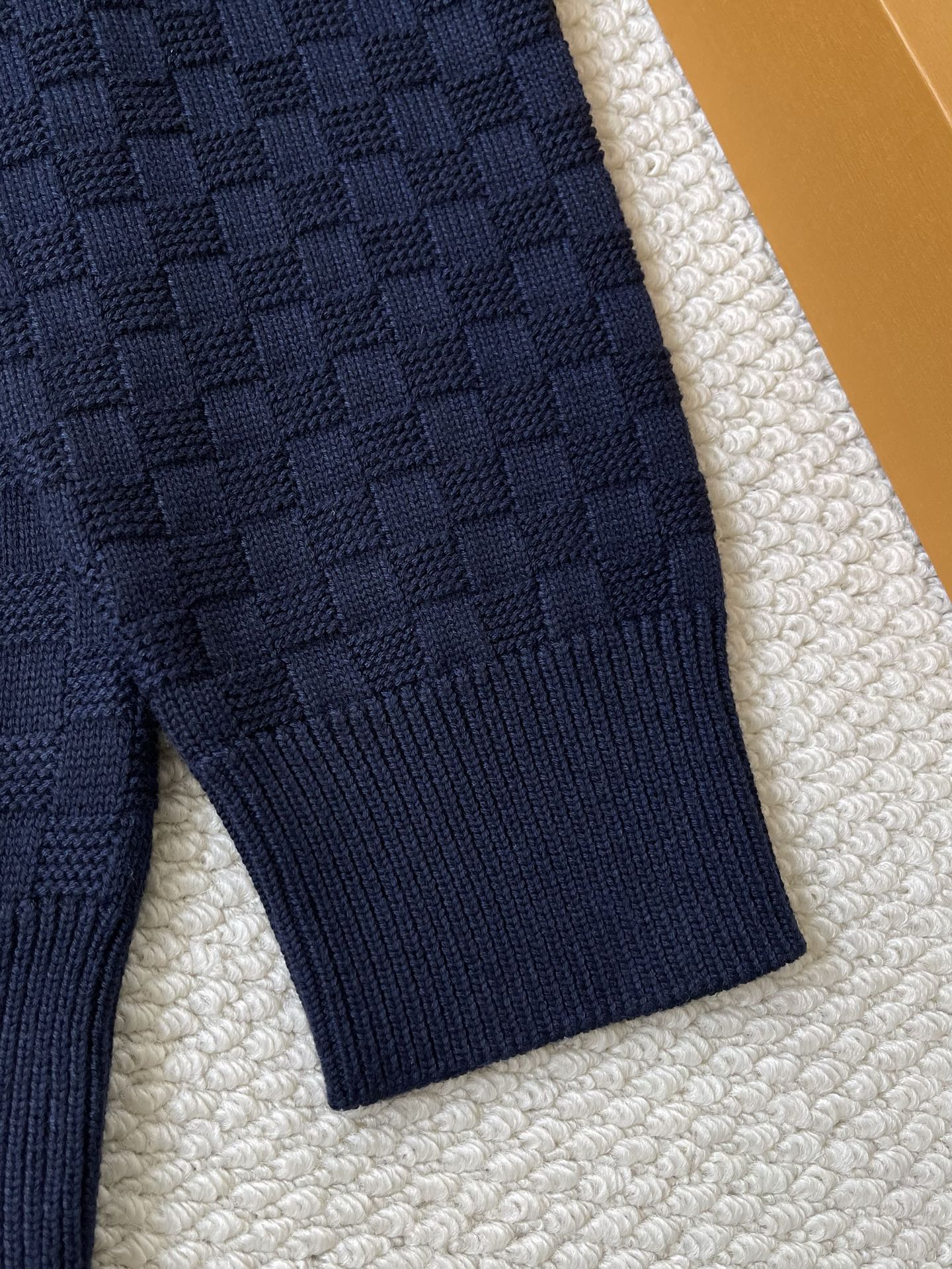 Checker-Texture Quarter-Zip Sweater — product photograph