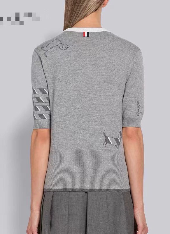 Dachshund Stripe-Sleeve Knit Top — product photograph