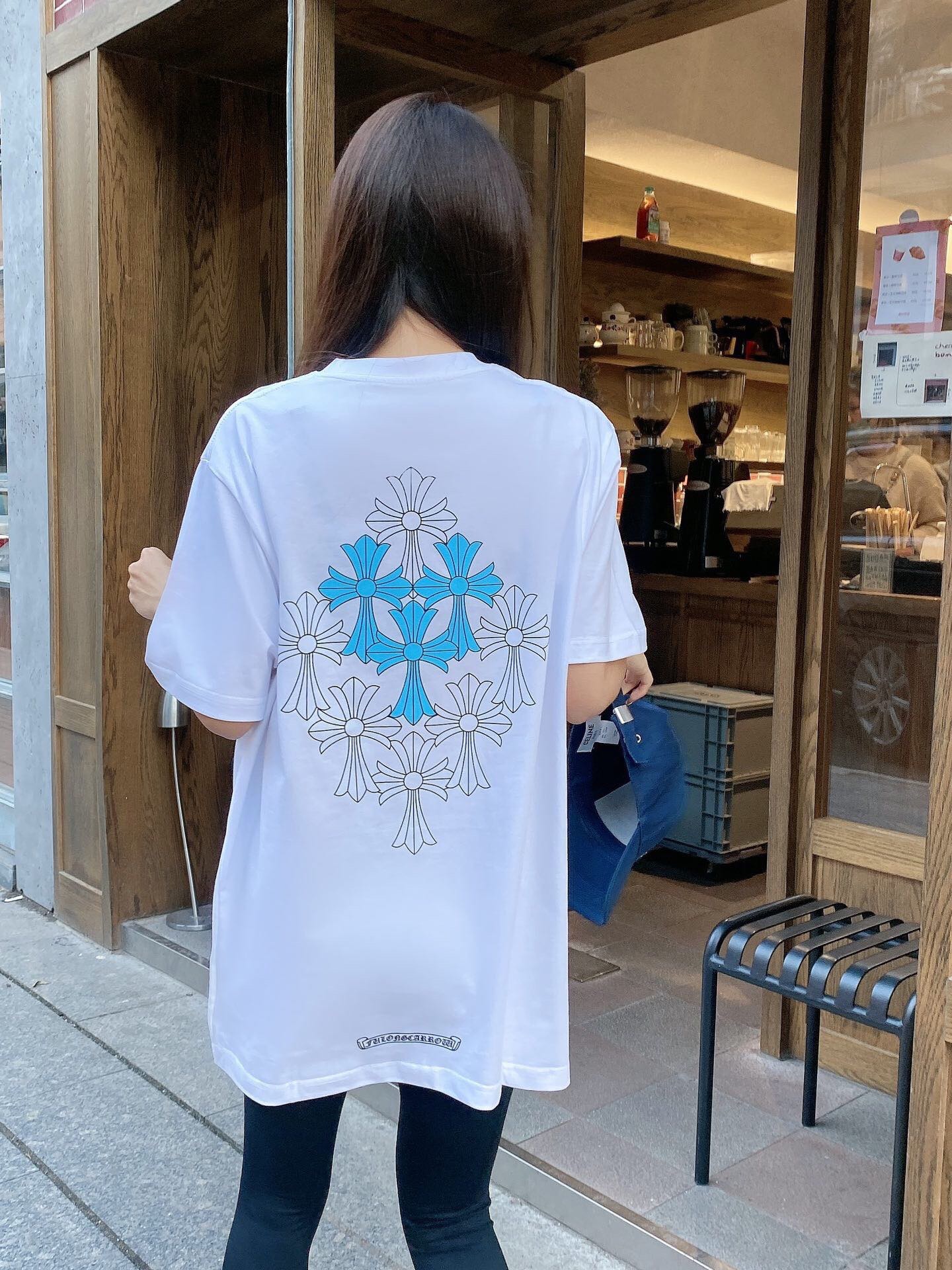 Blue Crest Back-Print Pocket T-Shirt — product photograph