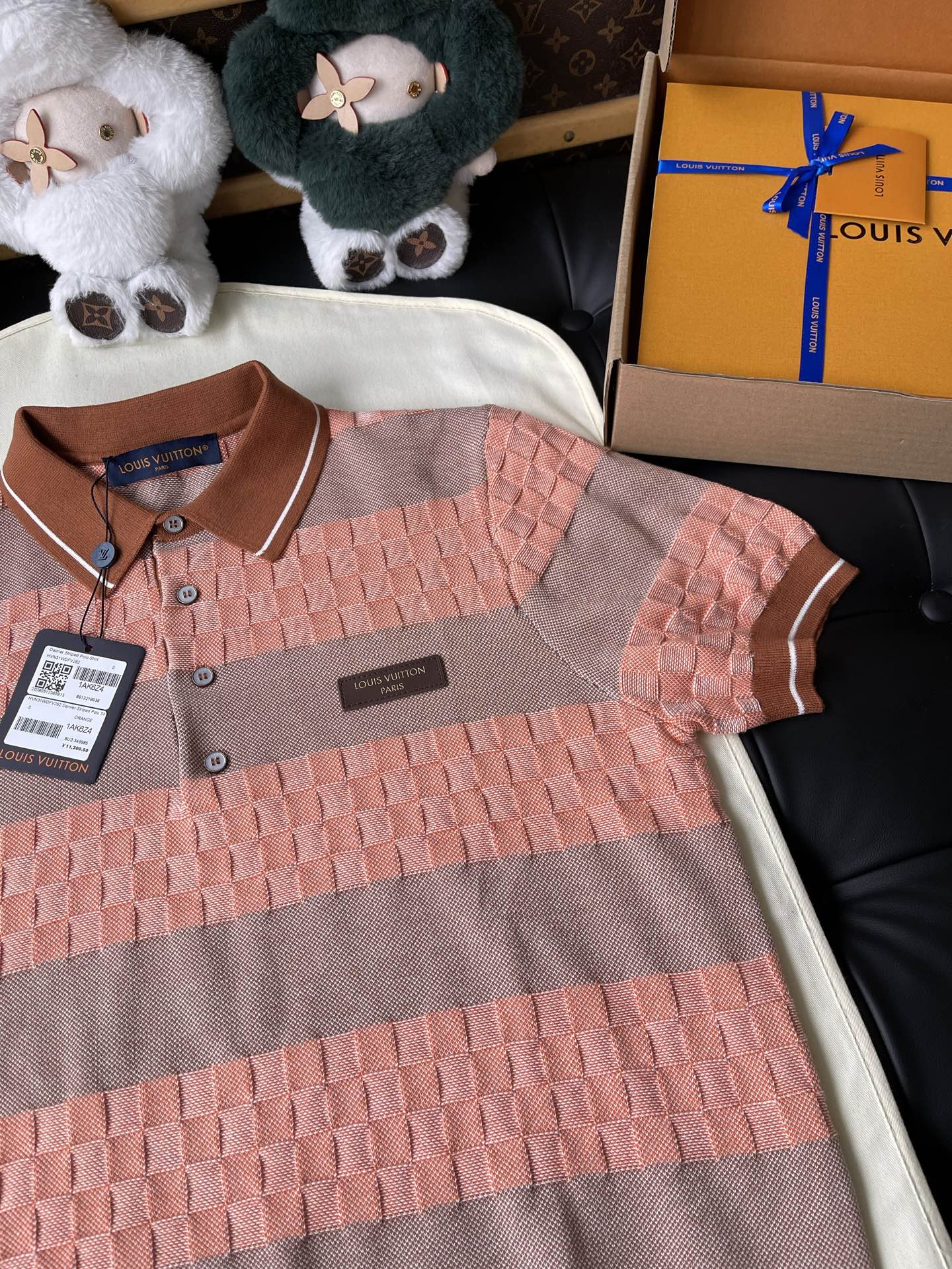 Textured Stripe Knit Polo — product photograph