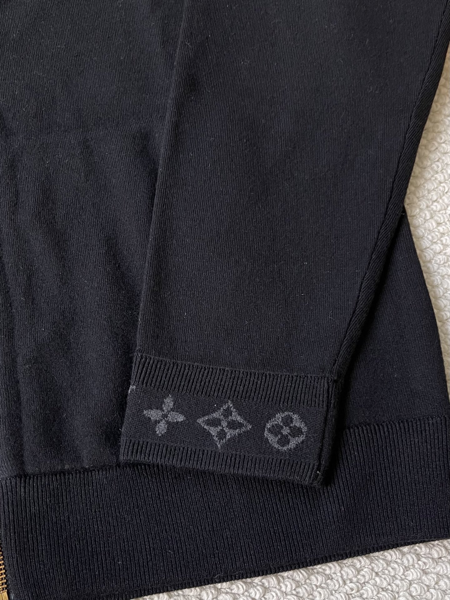 Monogram-Collar Zip-Up Cardigan — product photograph