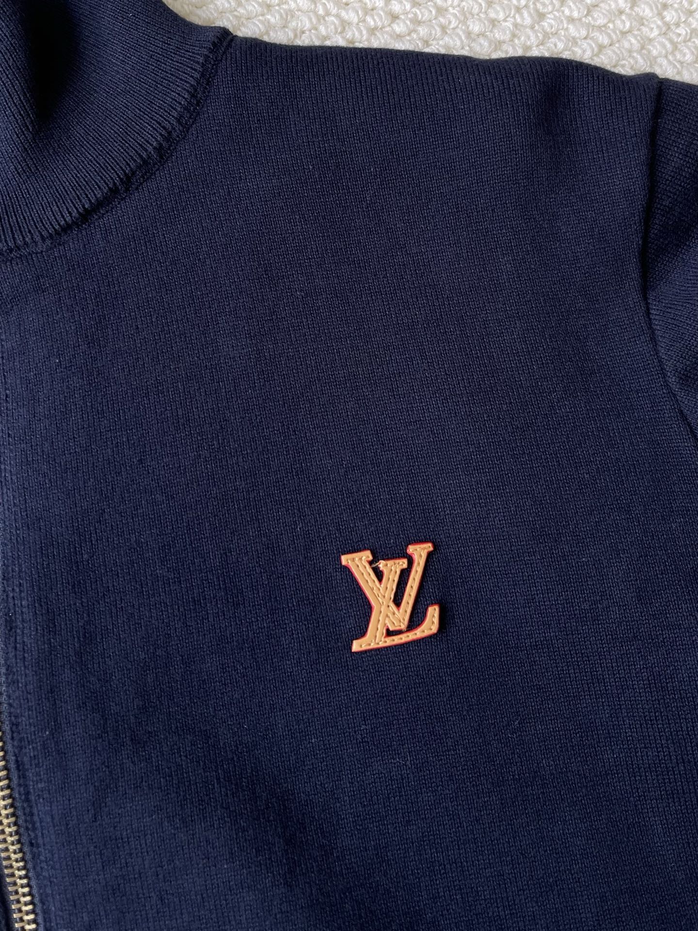 Small-Monogram Stand-Collar Zip Jacket — product photograph