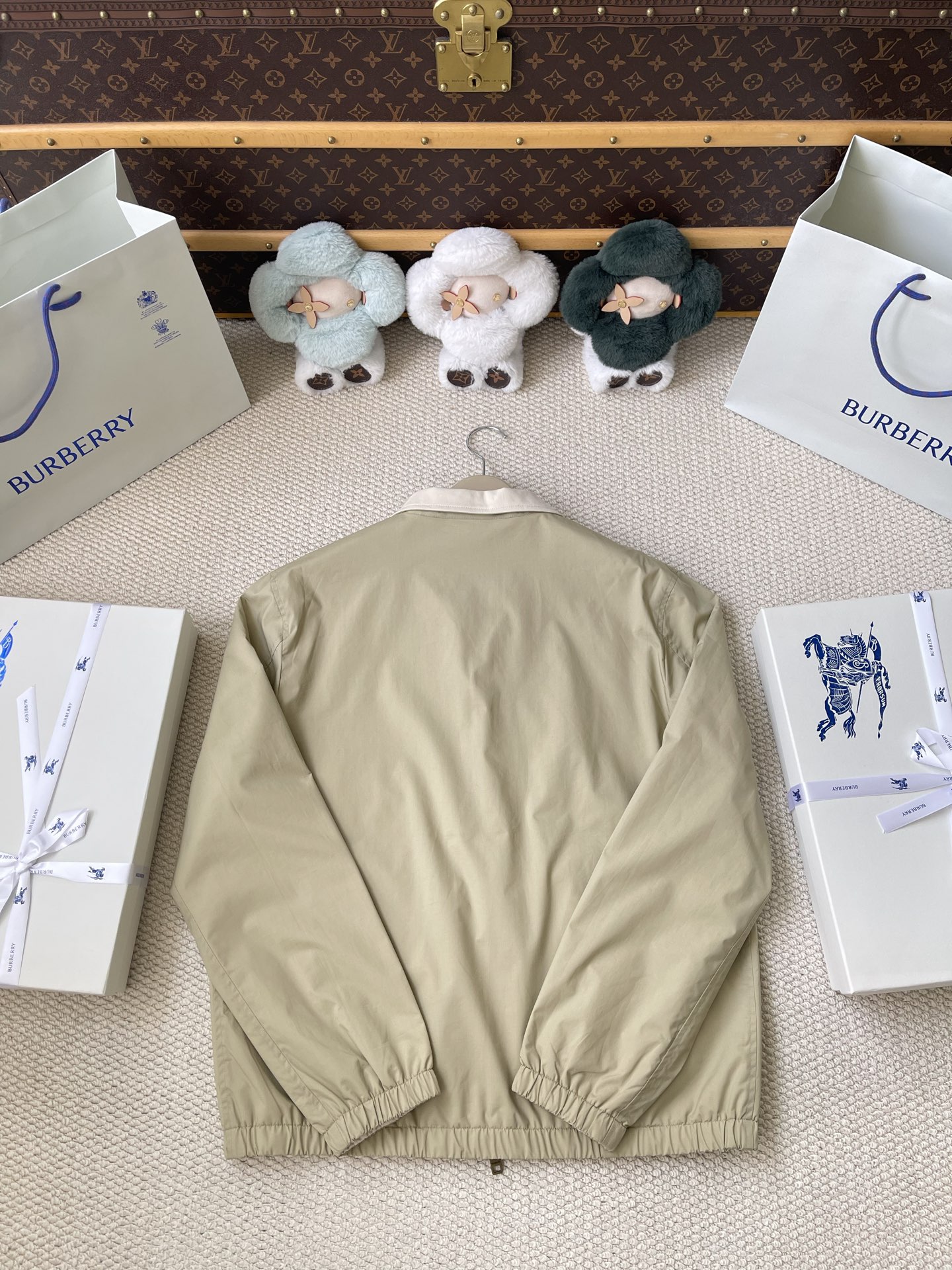 Contrast-Collar Horse-Logo Blouson — product photograph
