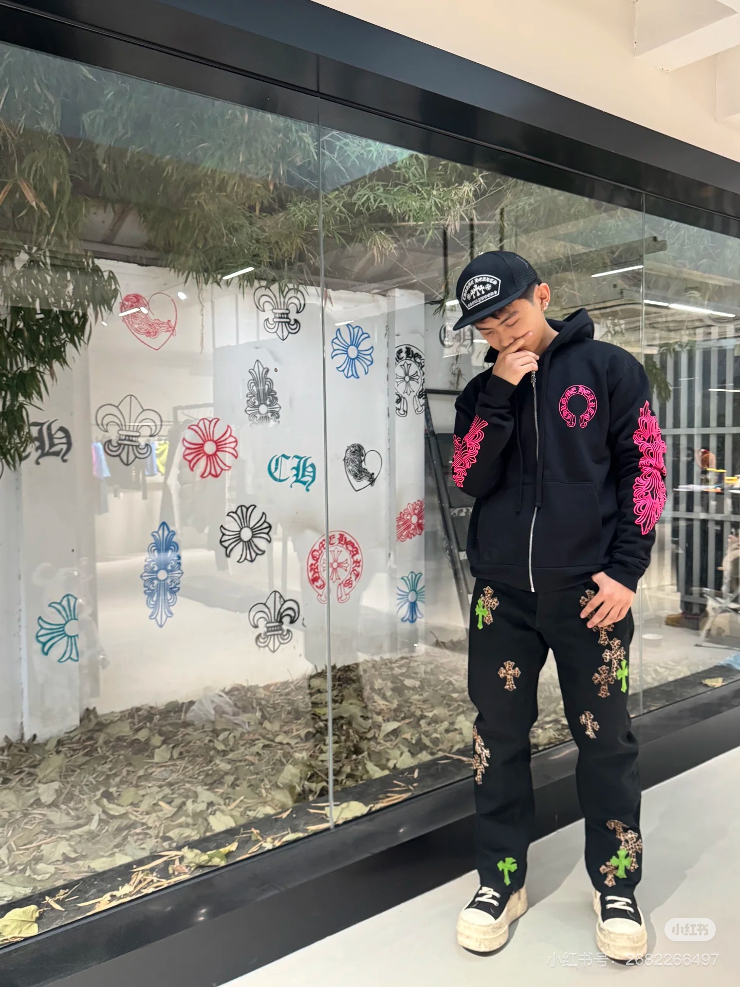 Pink-Graphic Hoodie and Sweatpants Separates — product photograph
