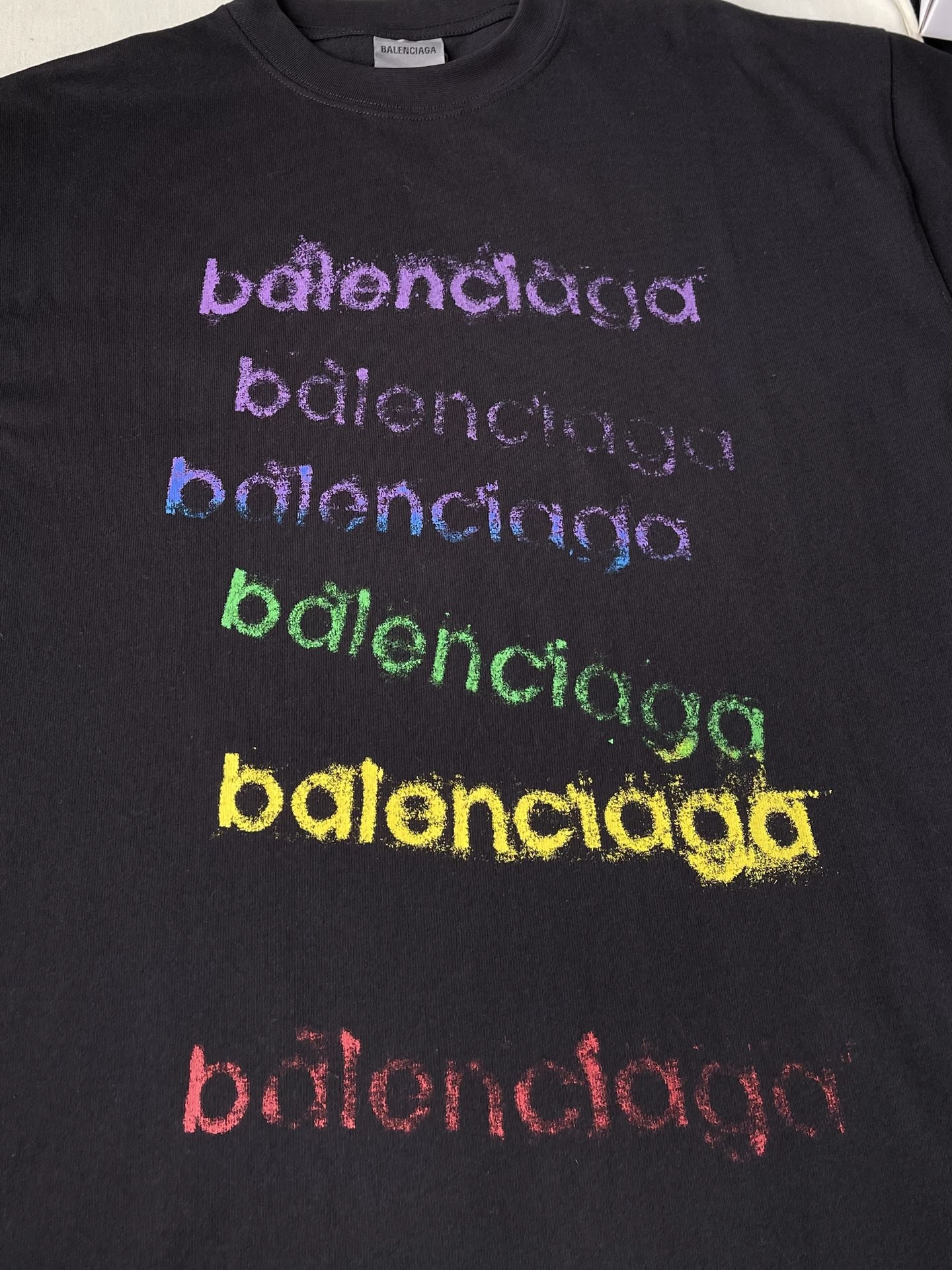 Rainbow Repeat-Lettering T-Shirt — product photograph