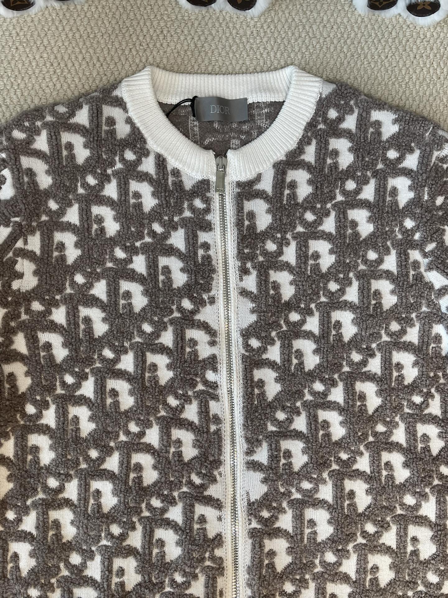 Textured Oblique Zip-Up Cardigan — product photograph