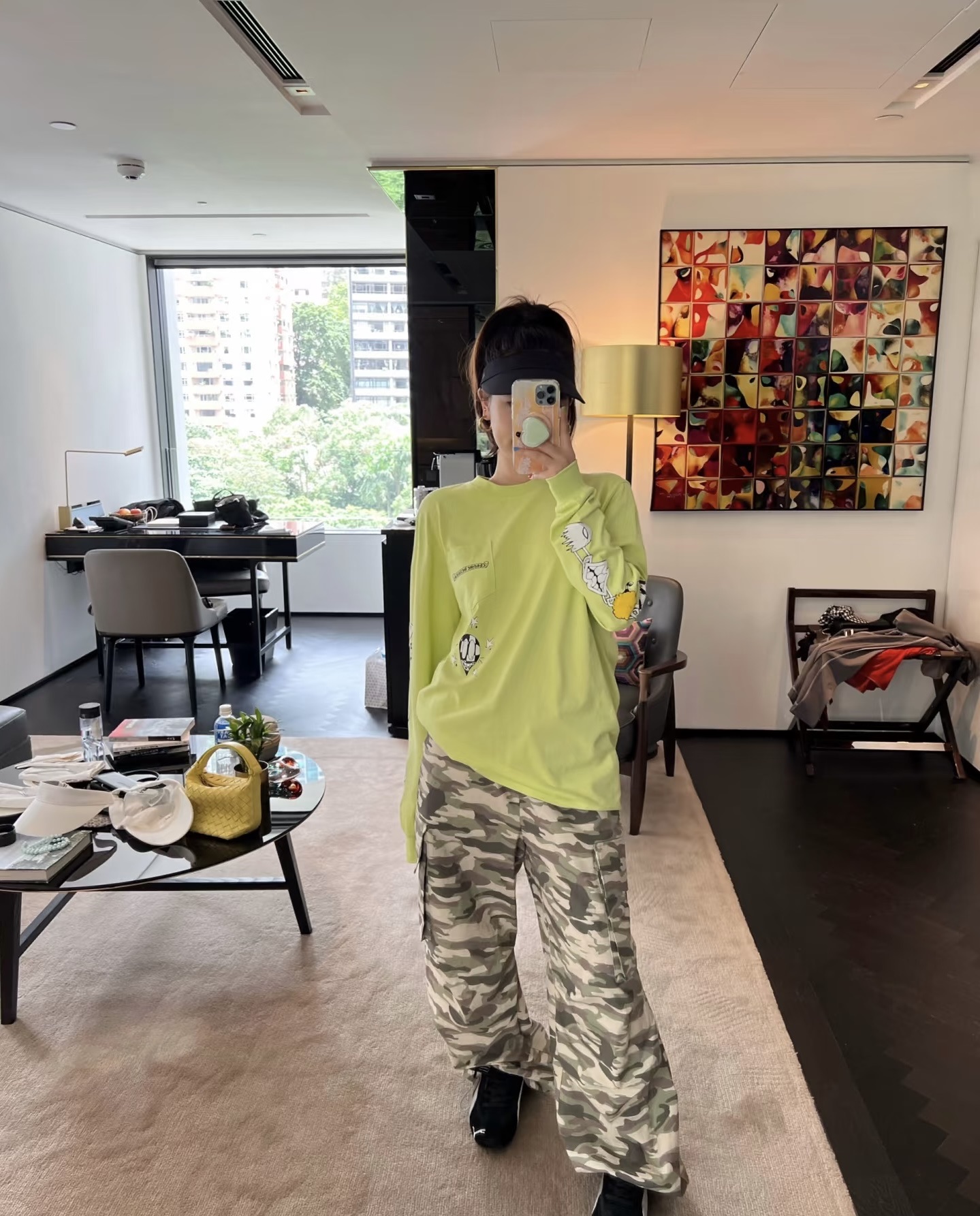 Illustrated Back Lime Long-Sleeve T-Shirt — product photograph