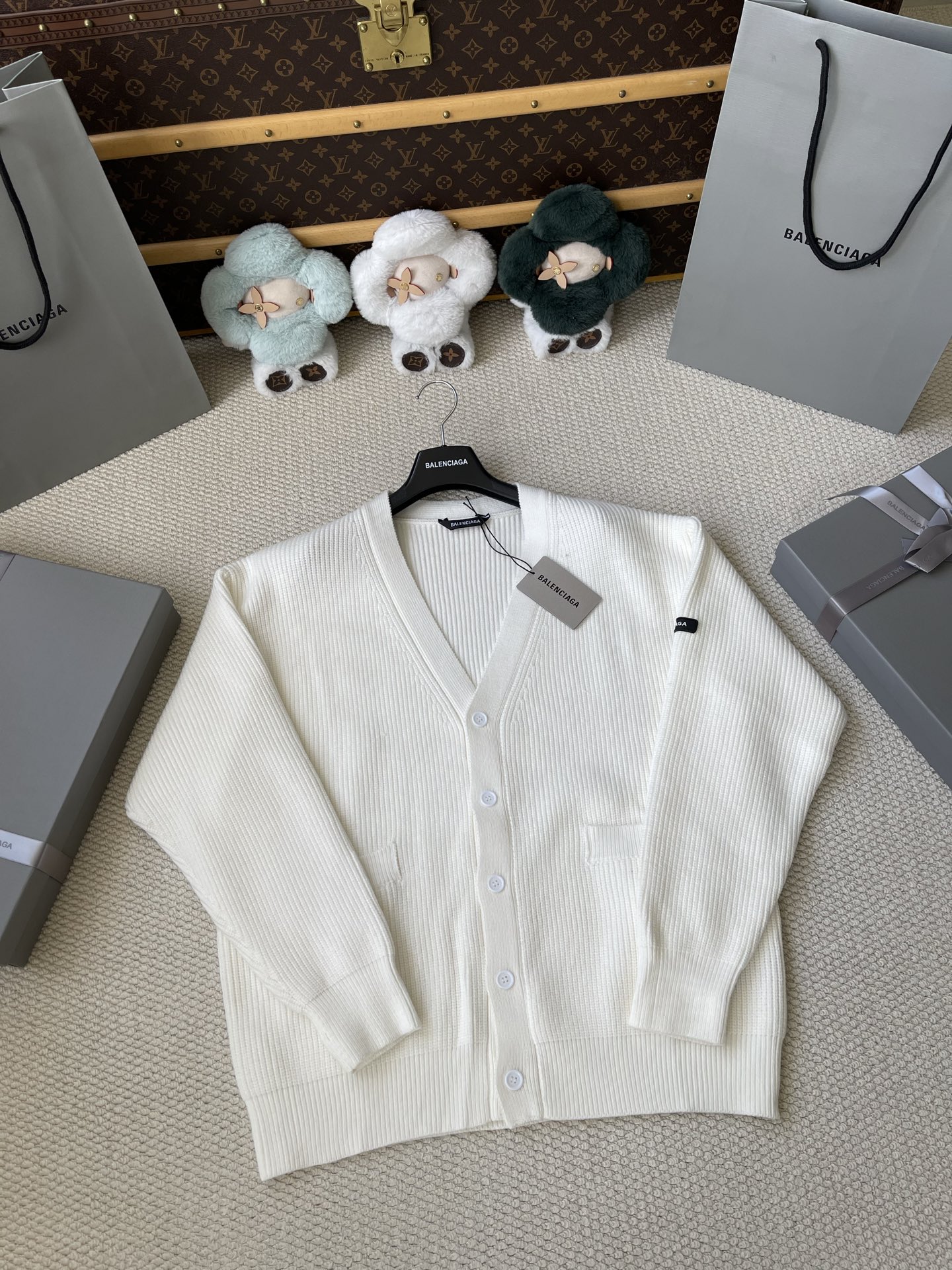 Sleeve-Label Ribbed Cardigan — product photograph