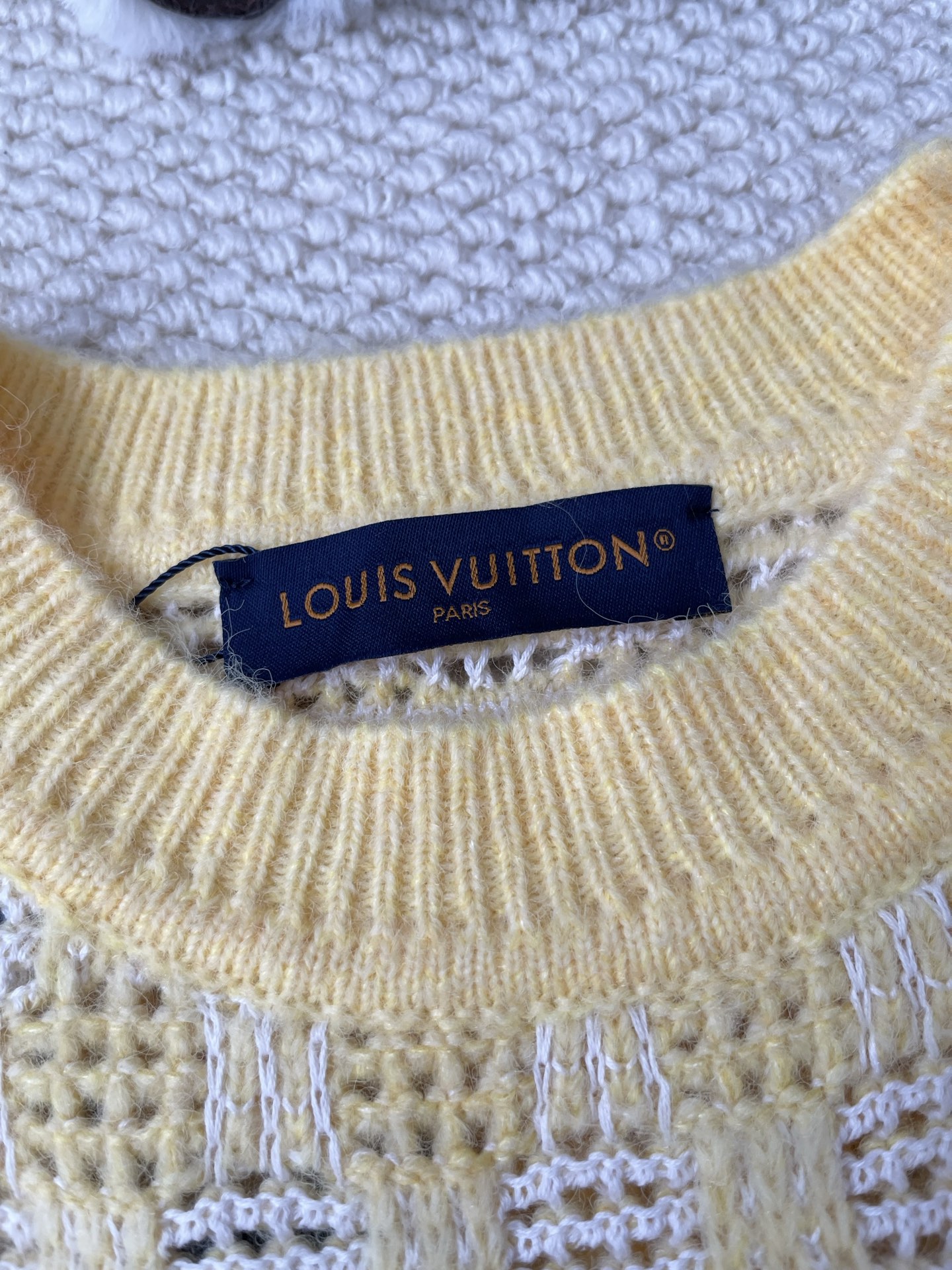 Openwork Check Crewneck Sweater — product photograph