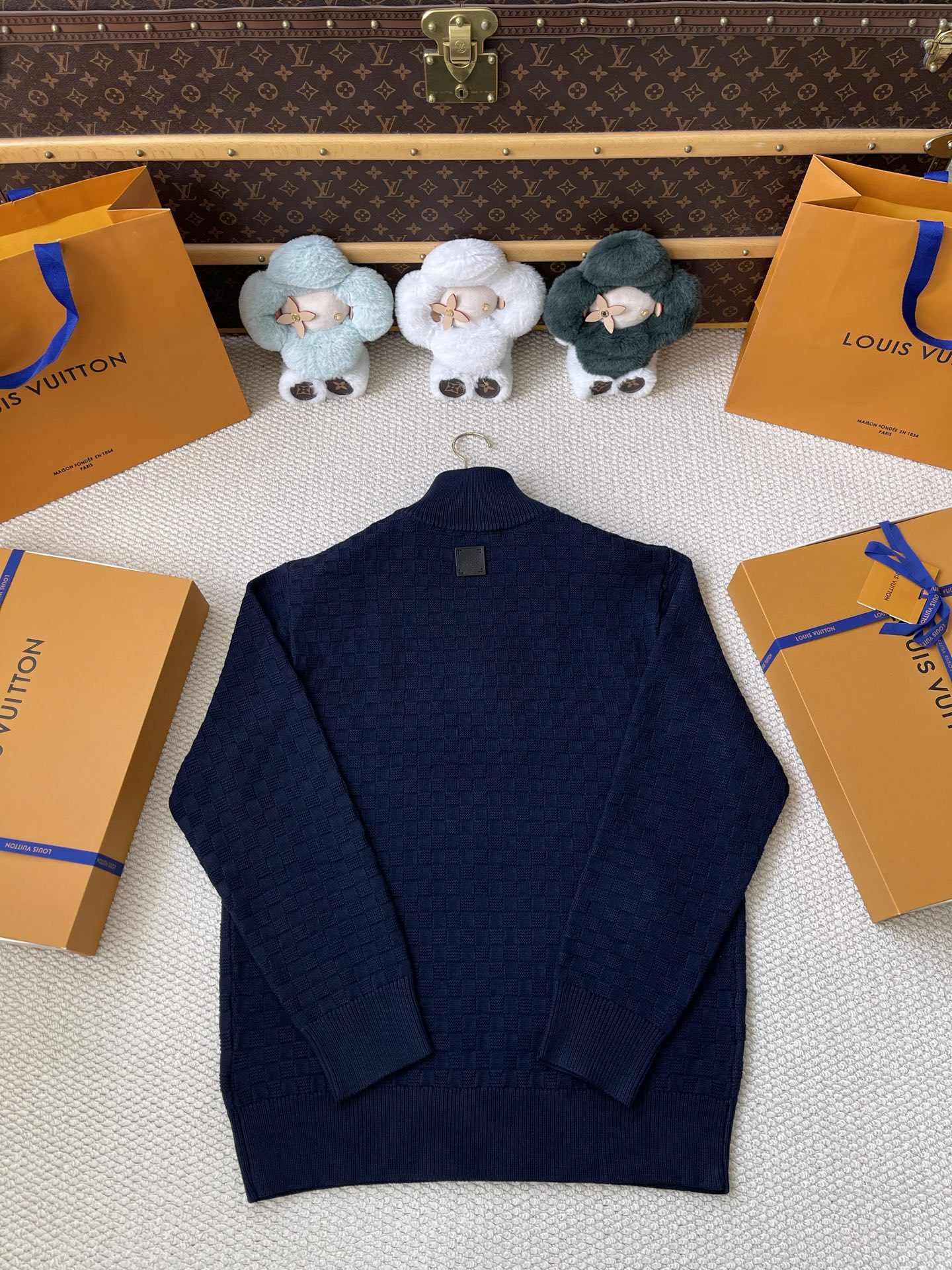 Checker-Texture Quarter-Zip Sweater — product photograph