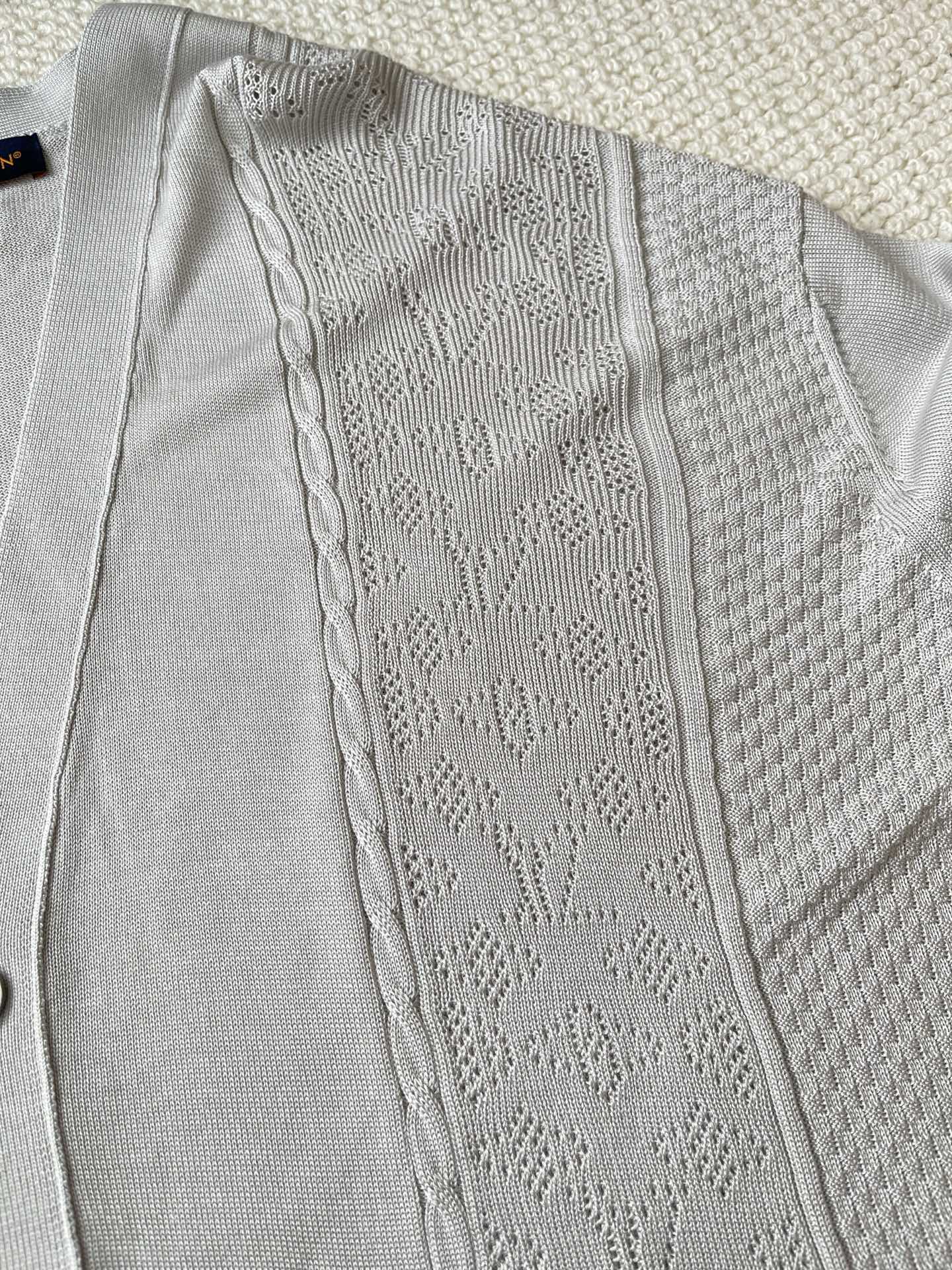 Textured Monogram V-Neck Cardigan — product photograph