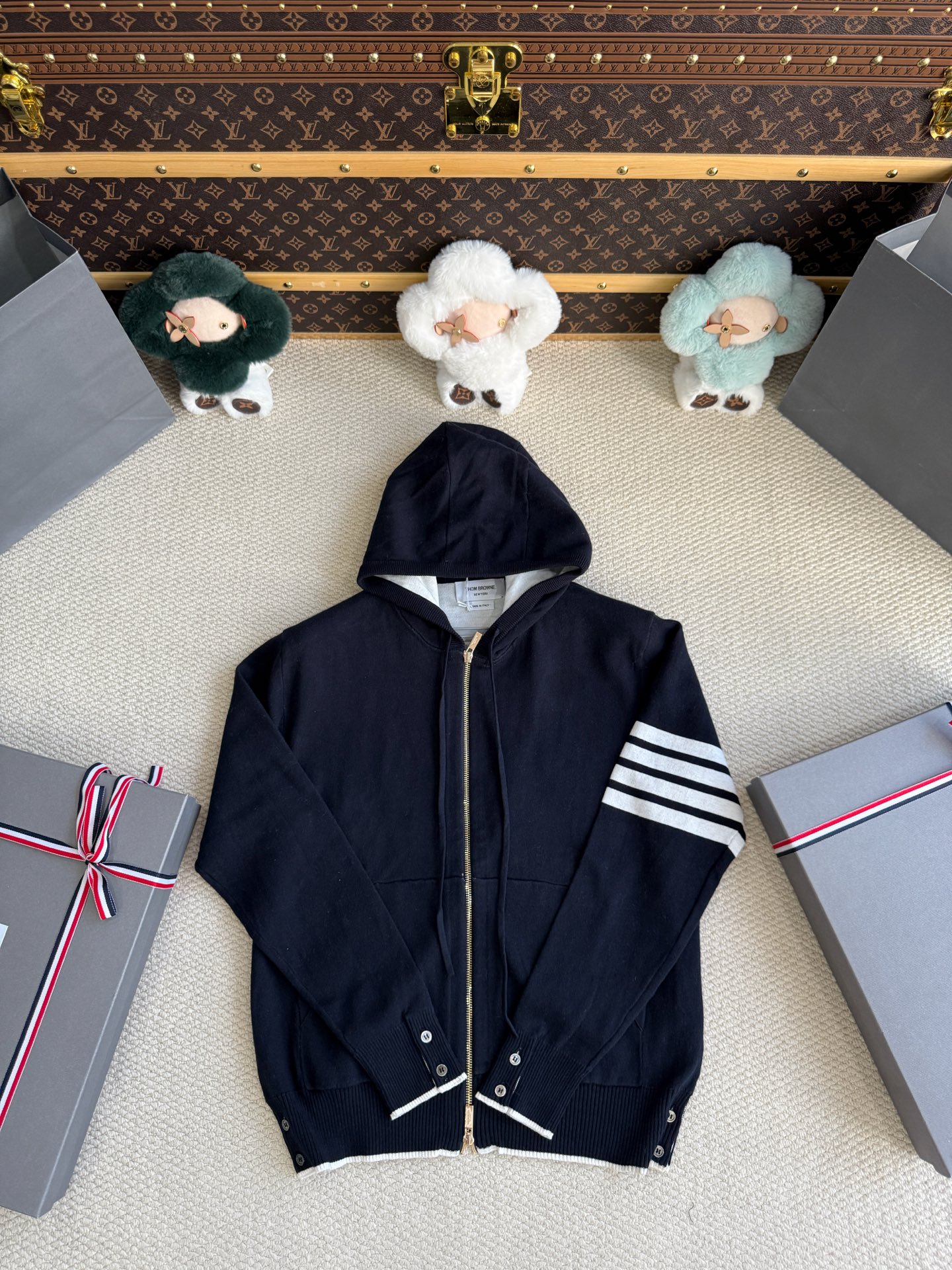 Fish-Back Four-Bar Zip Hoodie — product photograph
