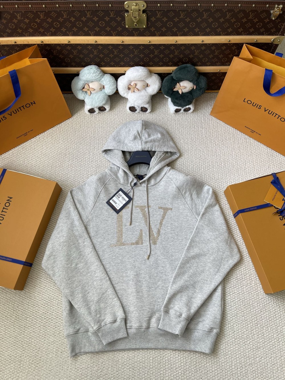 Large-Monogram Drawstring Hoodie — product photograph
