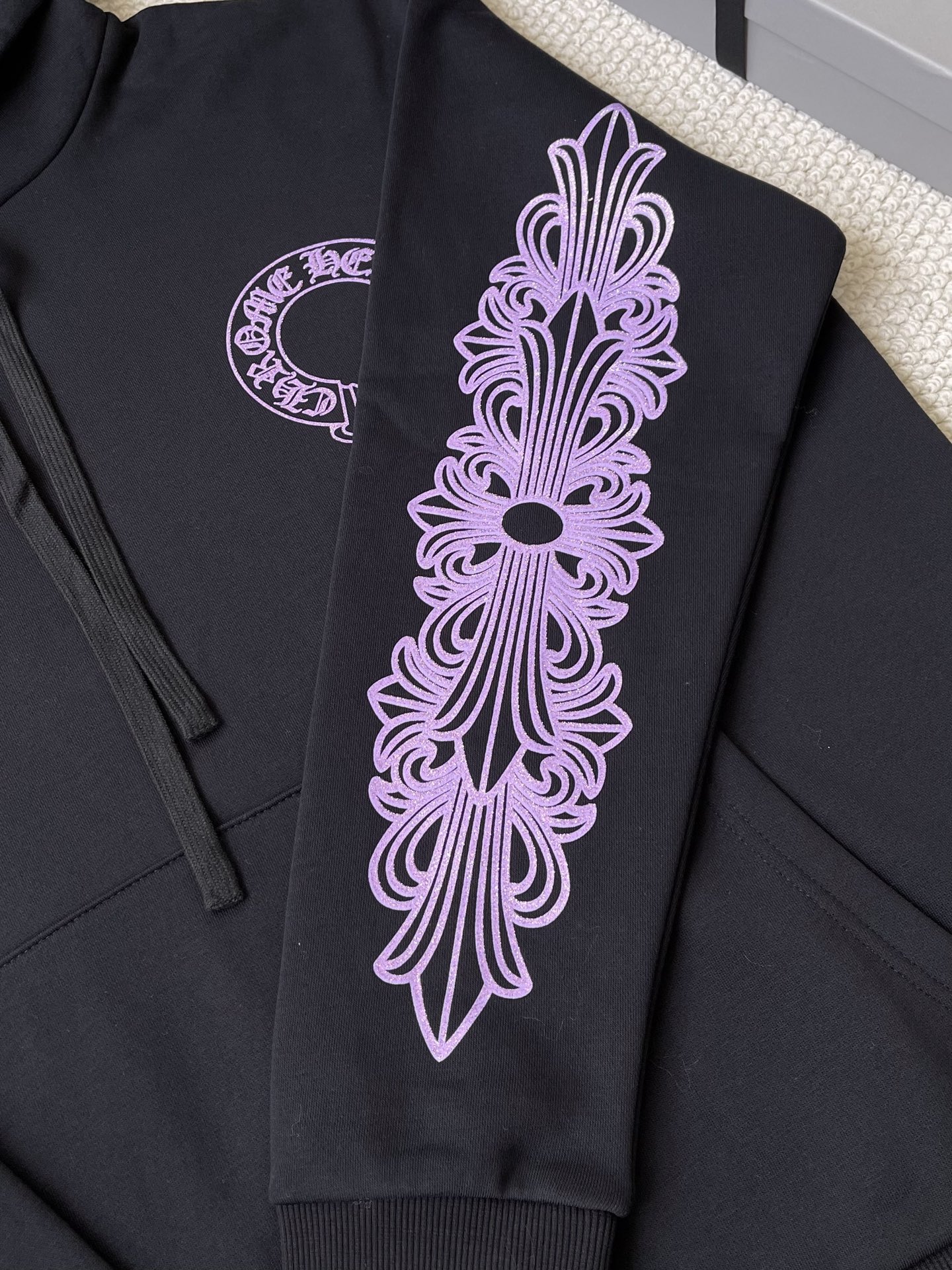 Purple-Graphic Pullover Hoodie — product photograph