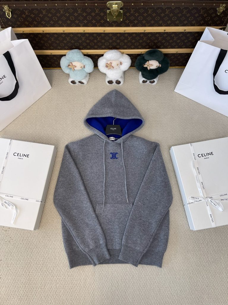 Blue-Lined Knit Hoodie — product photograph
