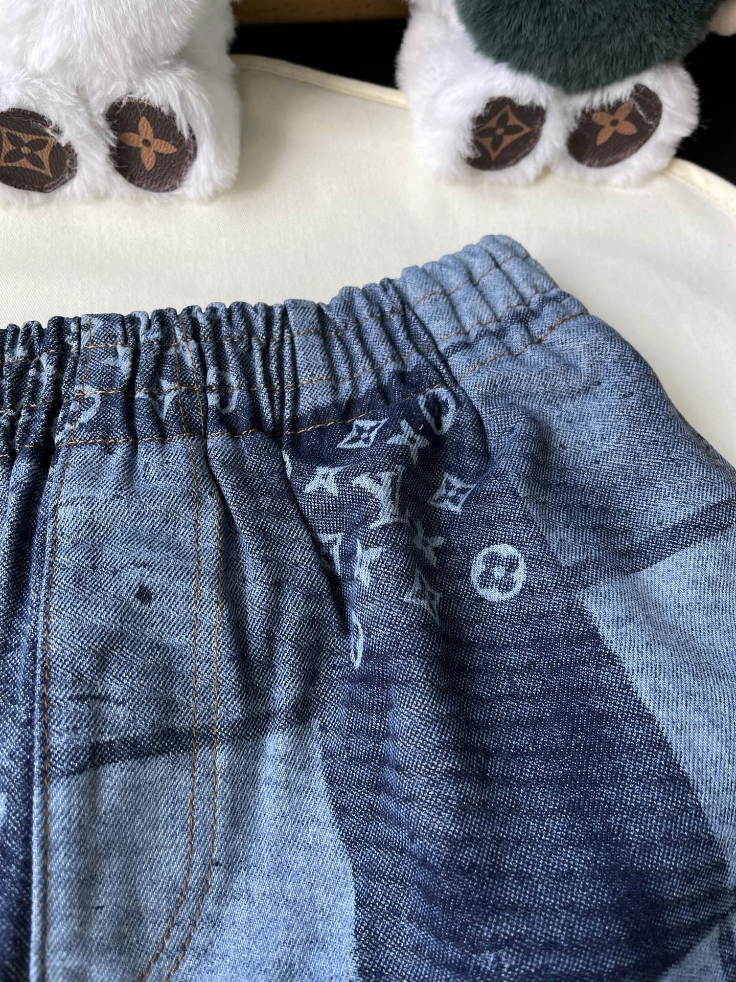 Patchwork Monogram Drawstring Shorts — product photograph
