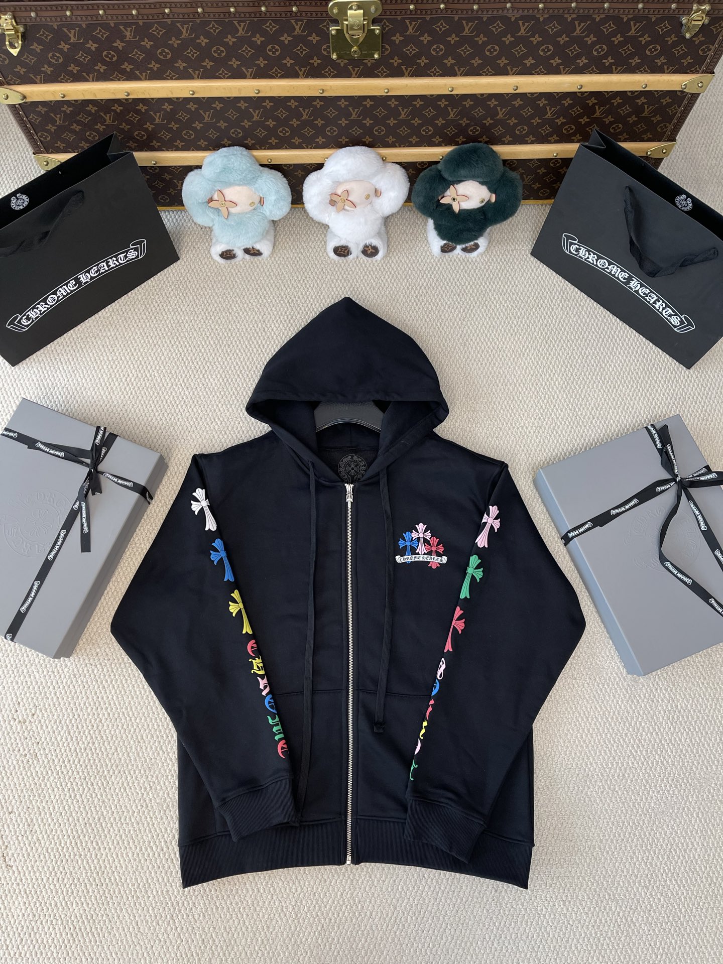 Multicolor Cross-Tree Zip Hoodie — product photograph