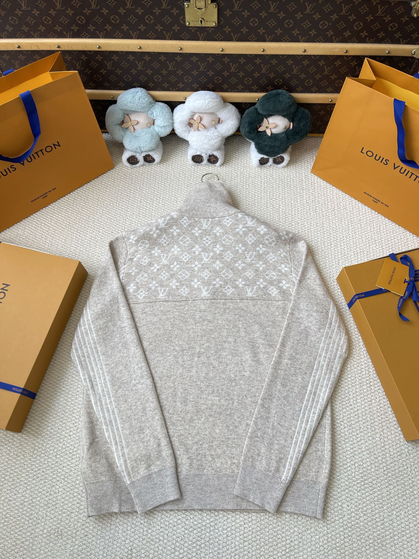 Monogram-Yoke Half-Zip Sweater — product photograph