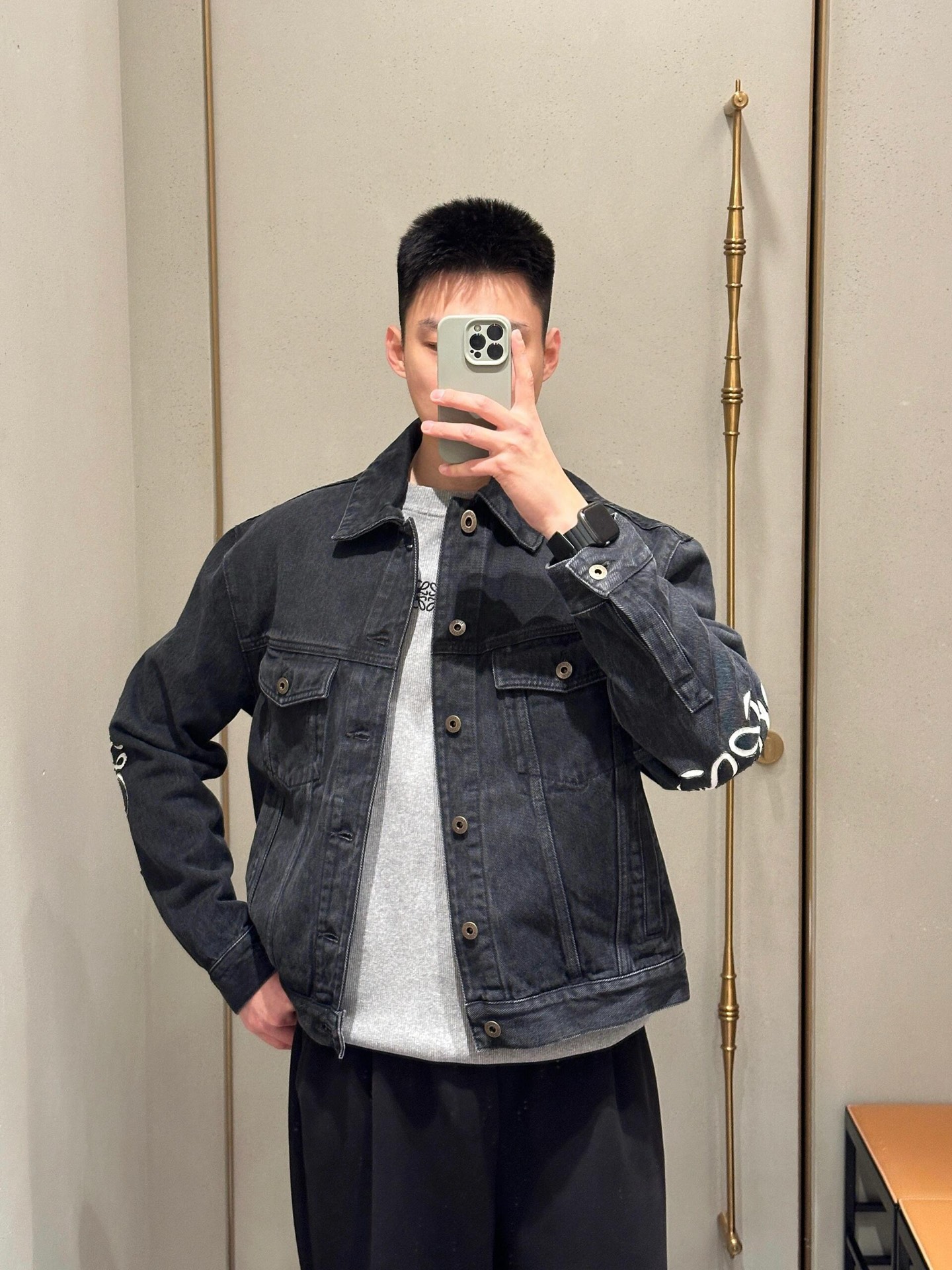 Sleeve-Anagram Denim Jacket — product photograph