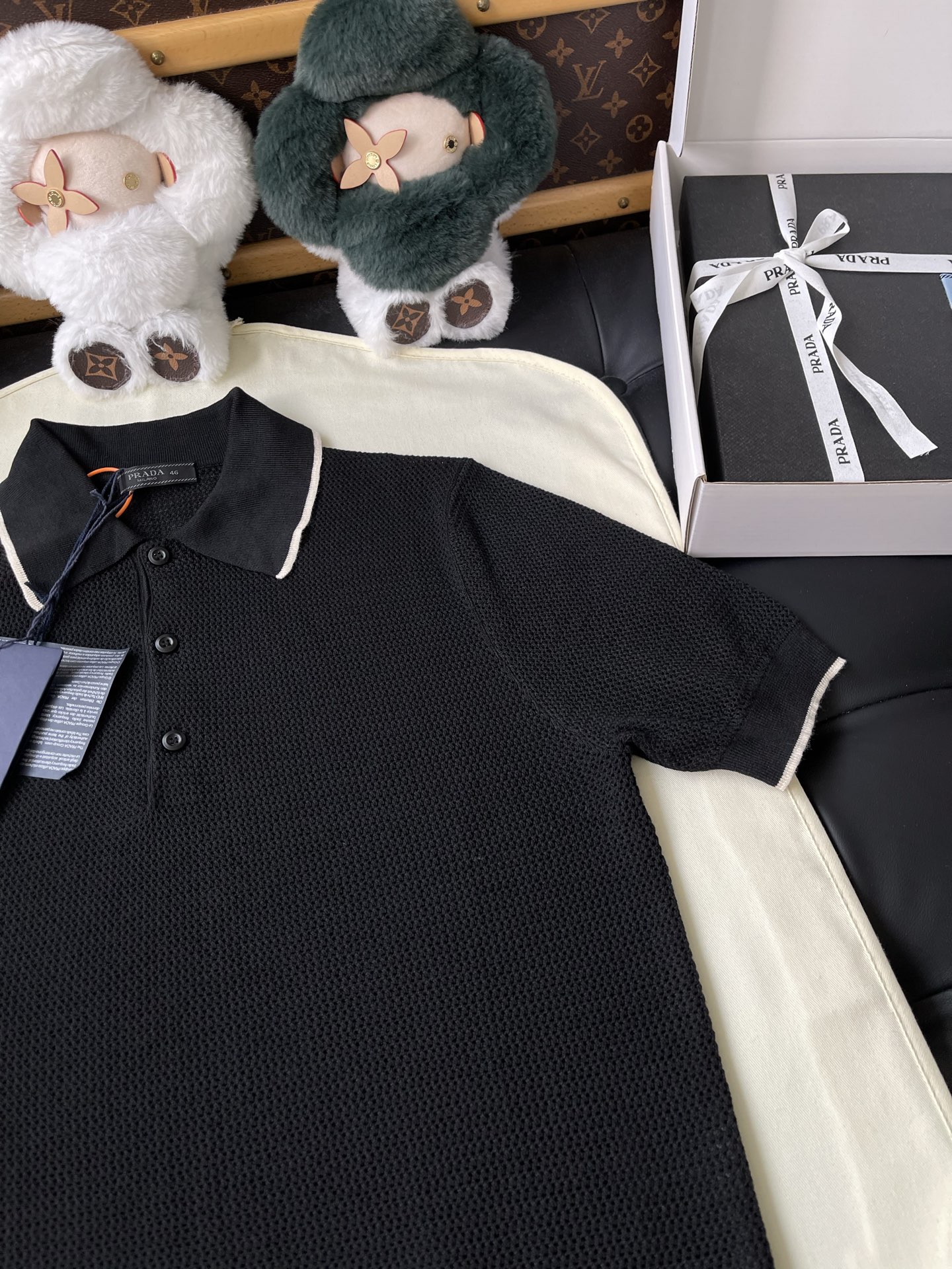 Contrast-Edge Knit Polo — product photograph
