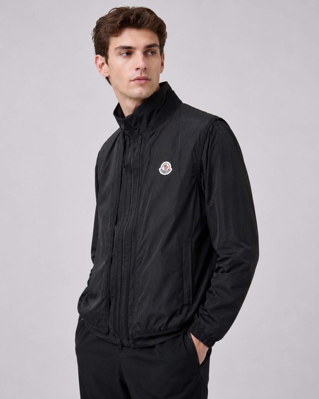 Contrast-Collar Badge Windbreaker — product photograph