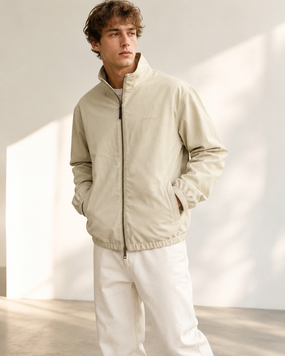 Contrast-Collar Horse-Logo Blouson — product photograph
