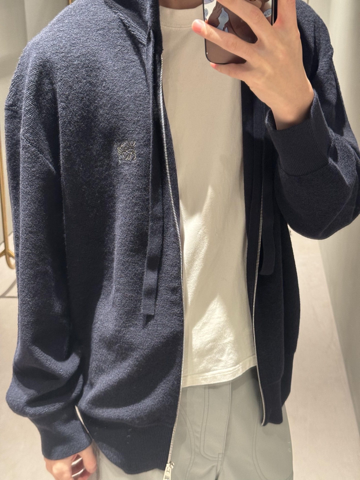 Textured Anagram Zip-Up Hoodie — product photograph