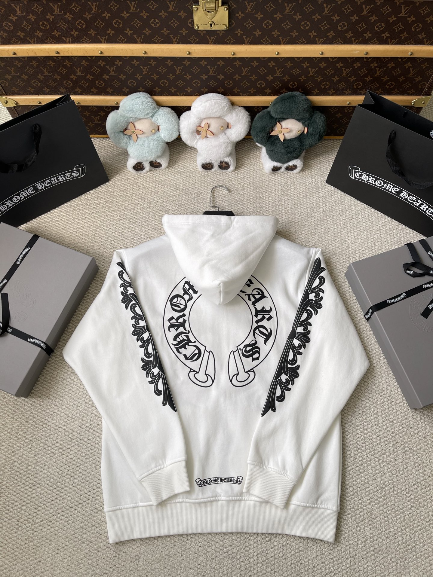 White Horseshoe Zip Hoodie — product photograph