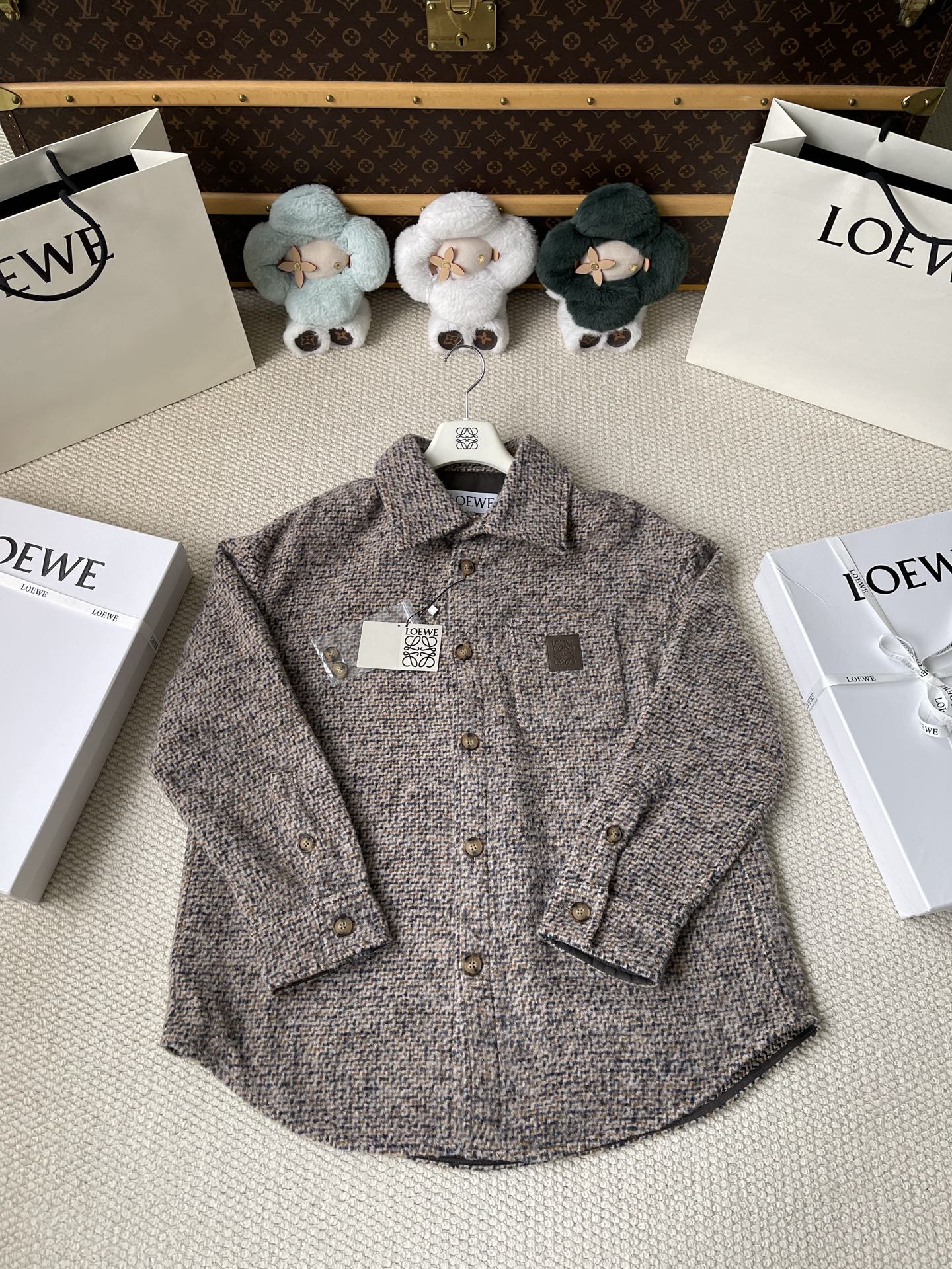 Textured-Check Button Overshirt — product photograph