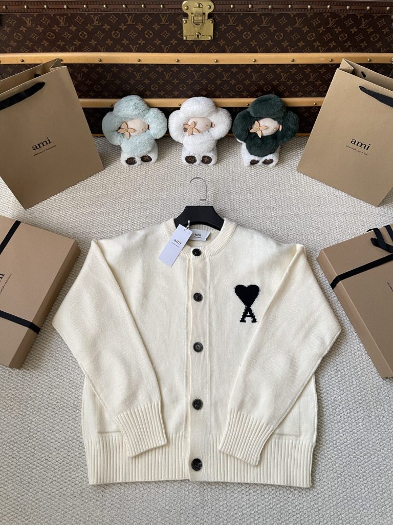 Heart-Logo Crewneck Cardigan — product photograph