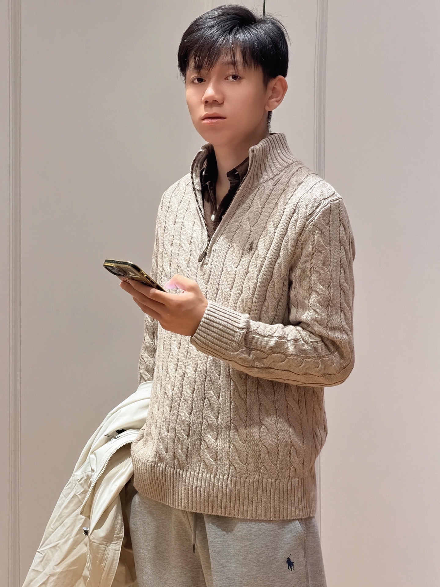 Cable-Knit Quarter-Zip Sweater — product photograph