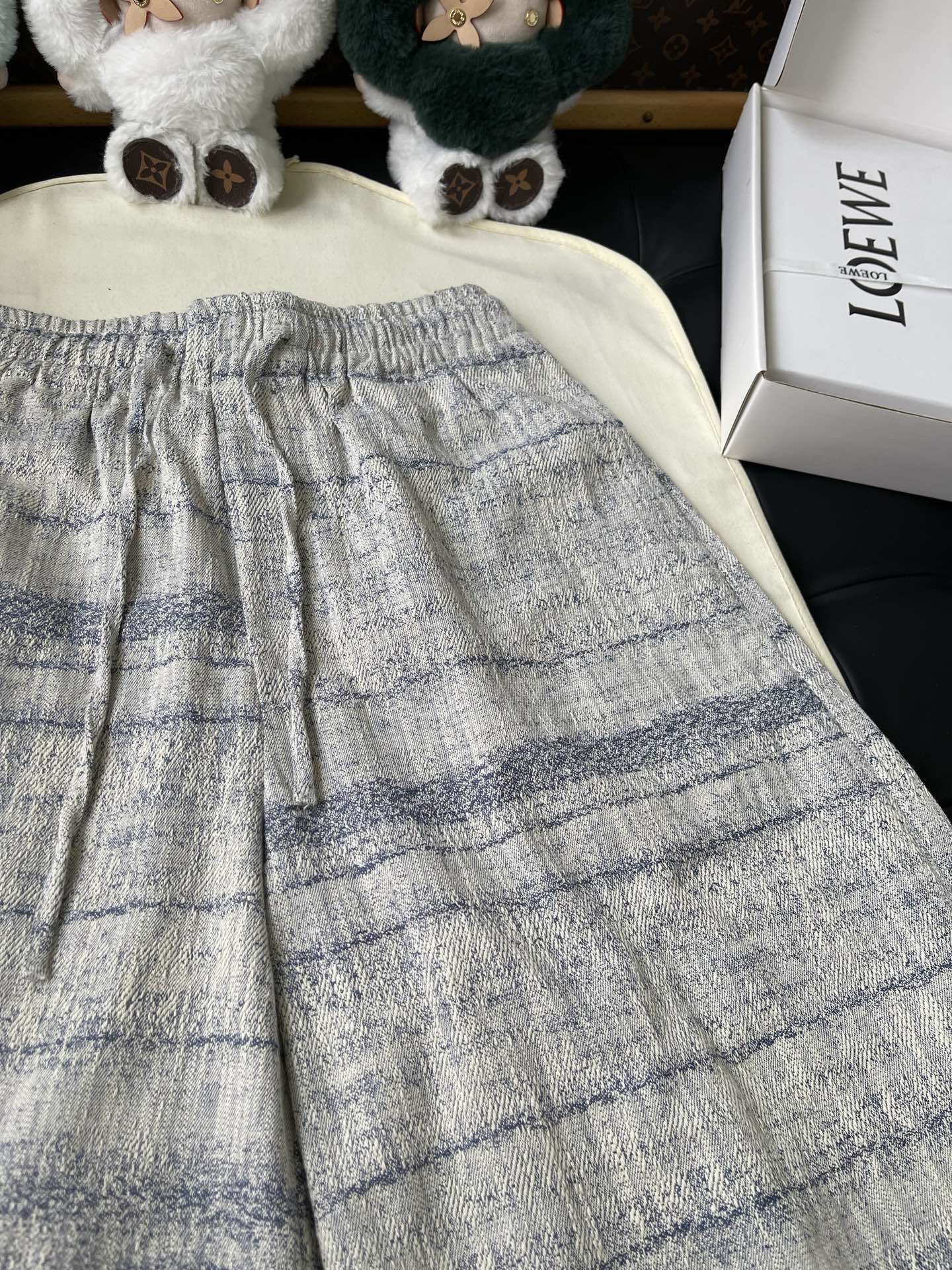Textured Check Drawstring Shorts — product photograph