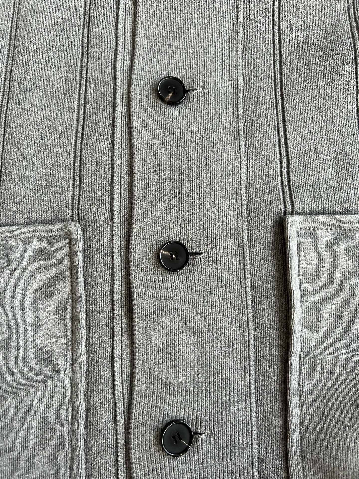 Contrast-Seam Tricolor-Arm Cardigan — product photograph