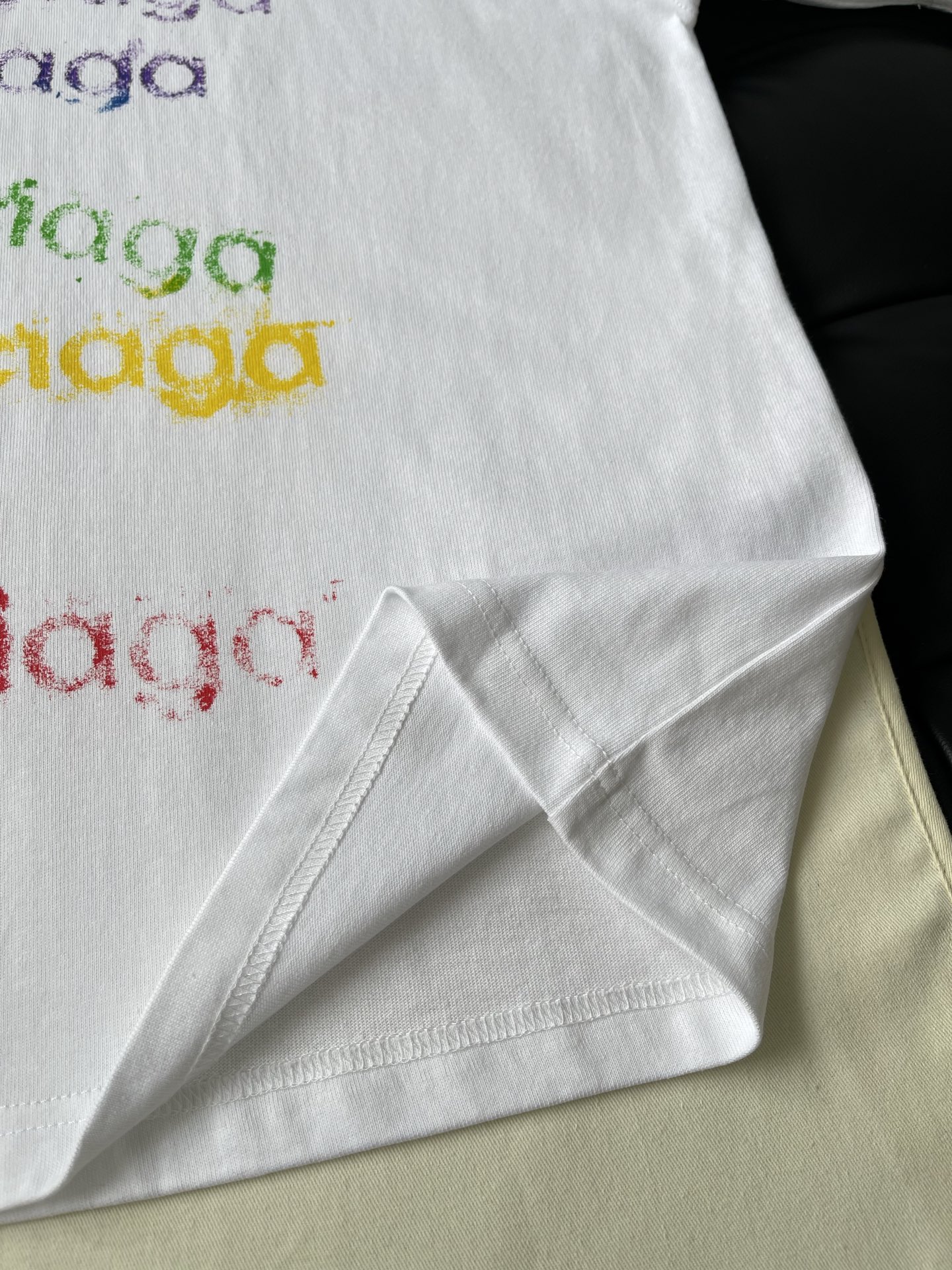 Rainbow Repeat-Lettering T-Shirt — product photograph