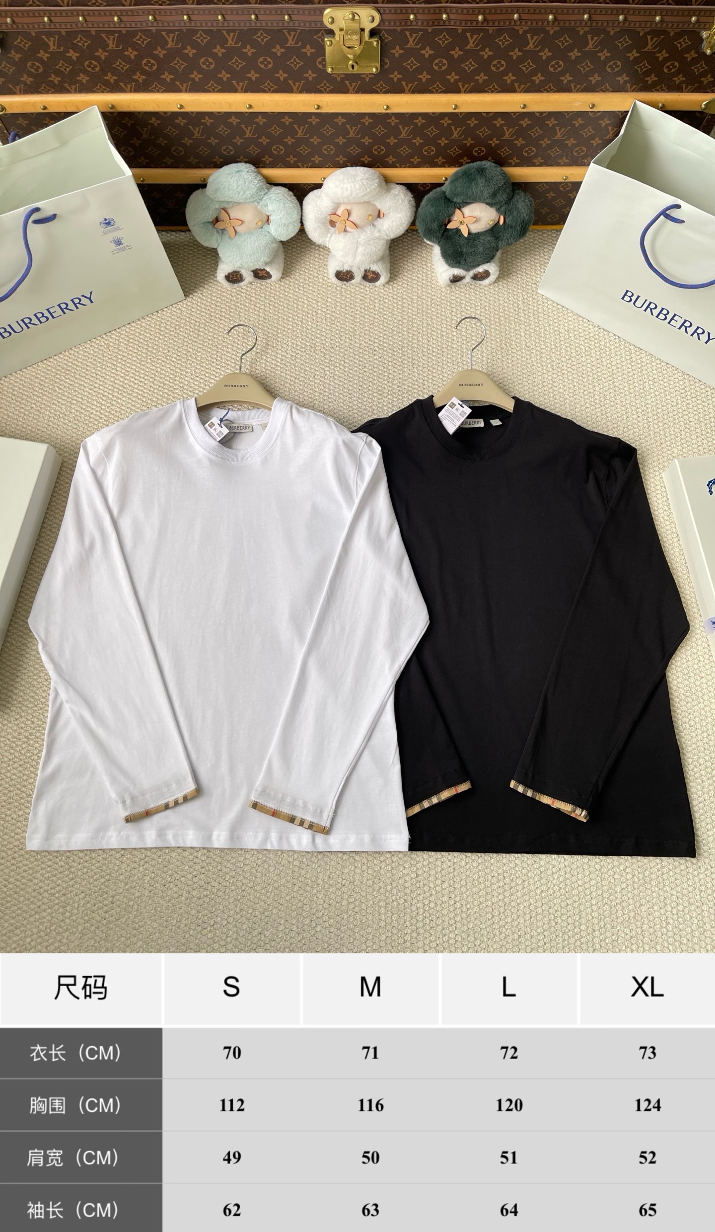 Check-Cuff Long-Sleeve Top — product photograph
