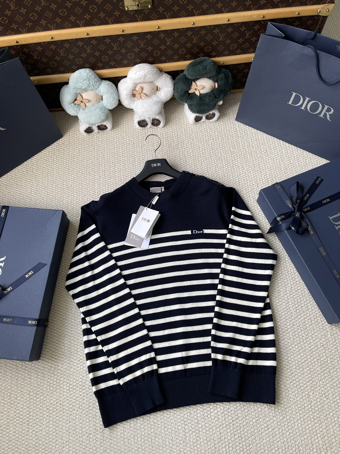 Breton Stripe Button-Shoulder Sweater — product photograph