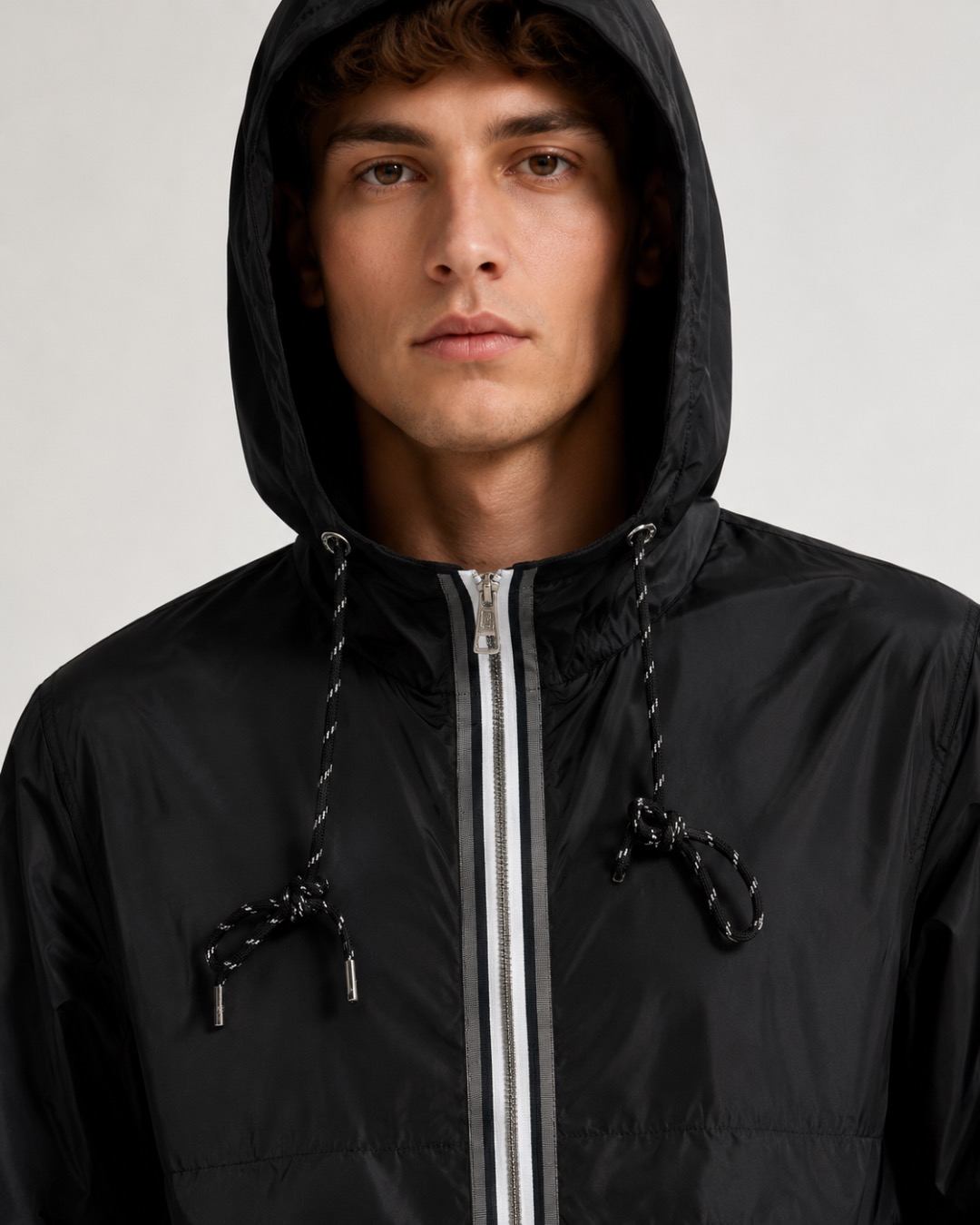 Contrast-Zip Hooded Windbreaker — product photograph