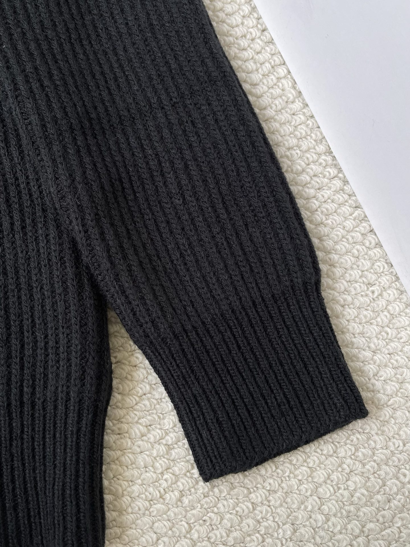 Ribbed Badge Quarter-Zip Sweater — product photograph