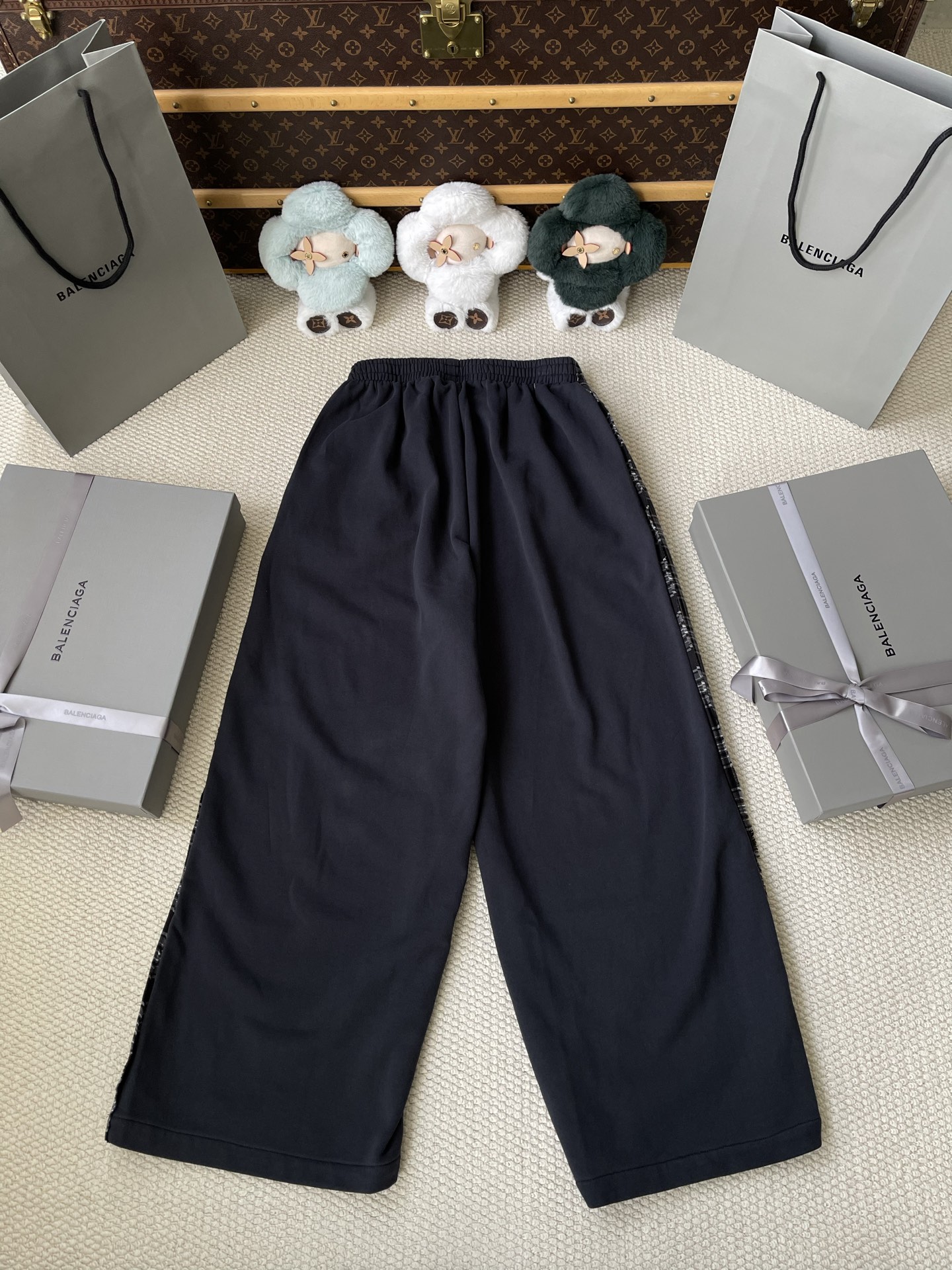 Check-Panel Wide-Leg Trousers — product photograph